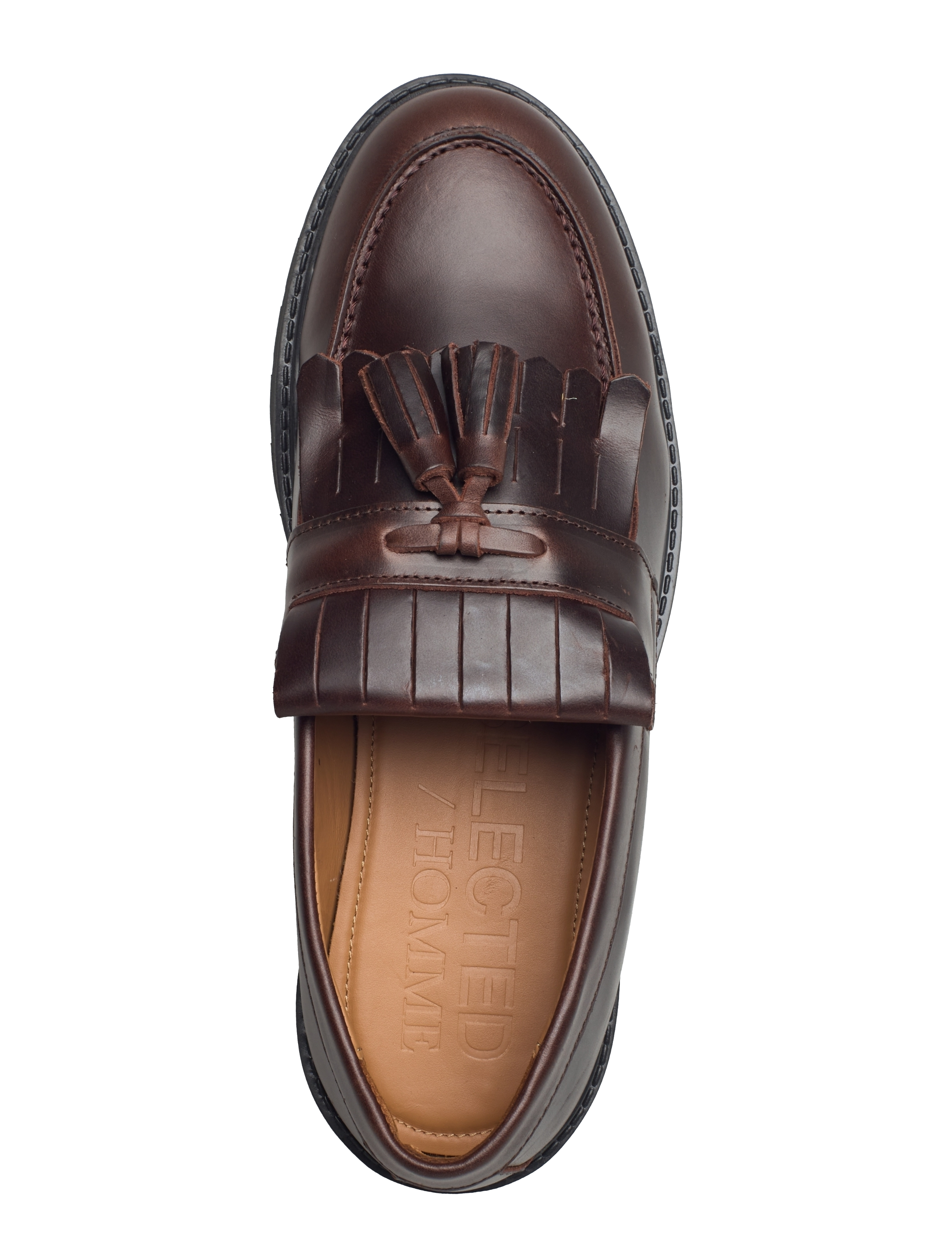 Selected - SLHTIM LEATHER KILTIE TASSEL LOAFER - demitasse - 3