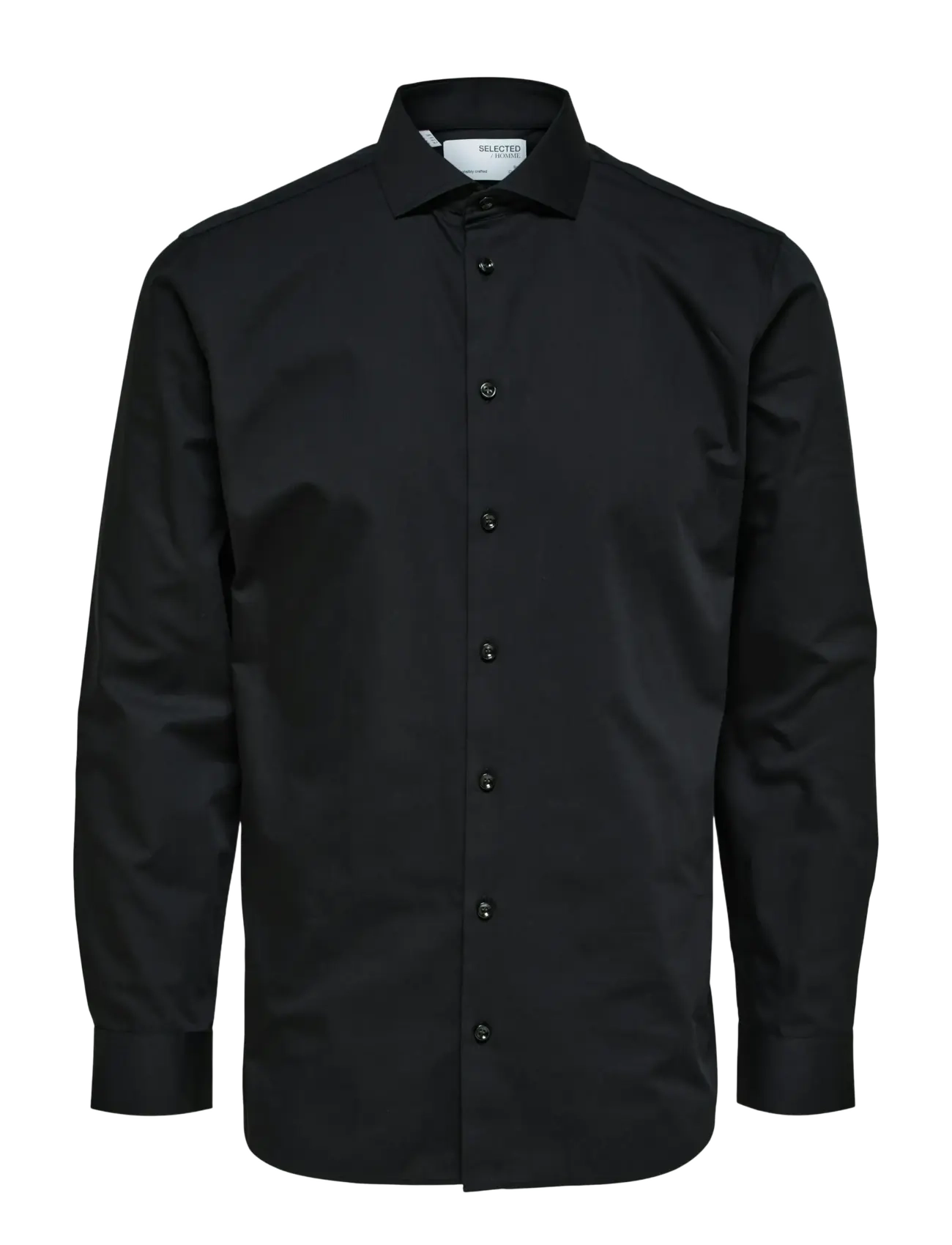 SLHSLIM-ETHAN SHIRT LS CUT AWAY NOOS - BLACK