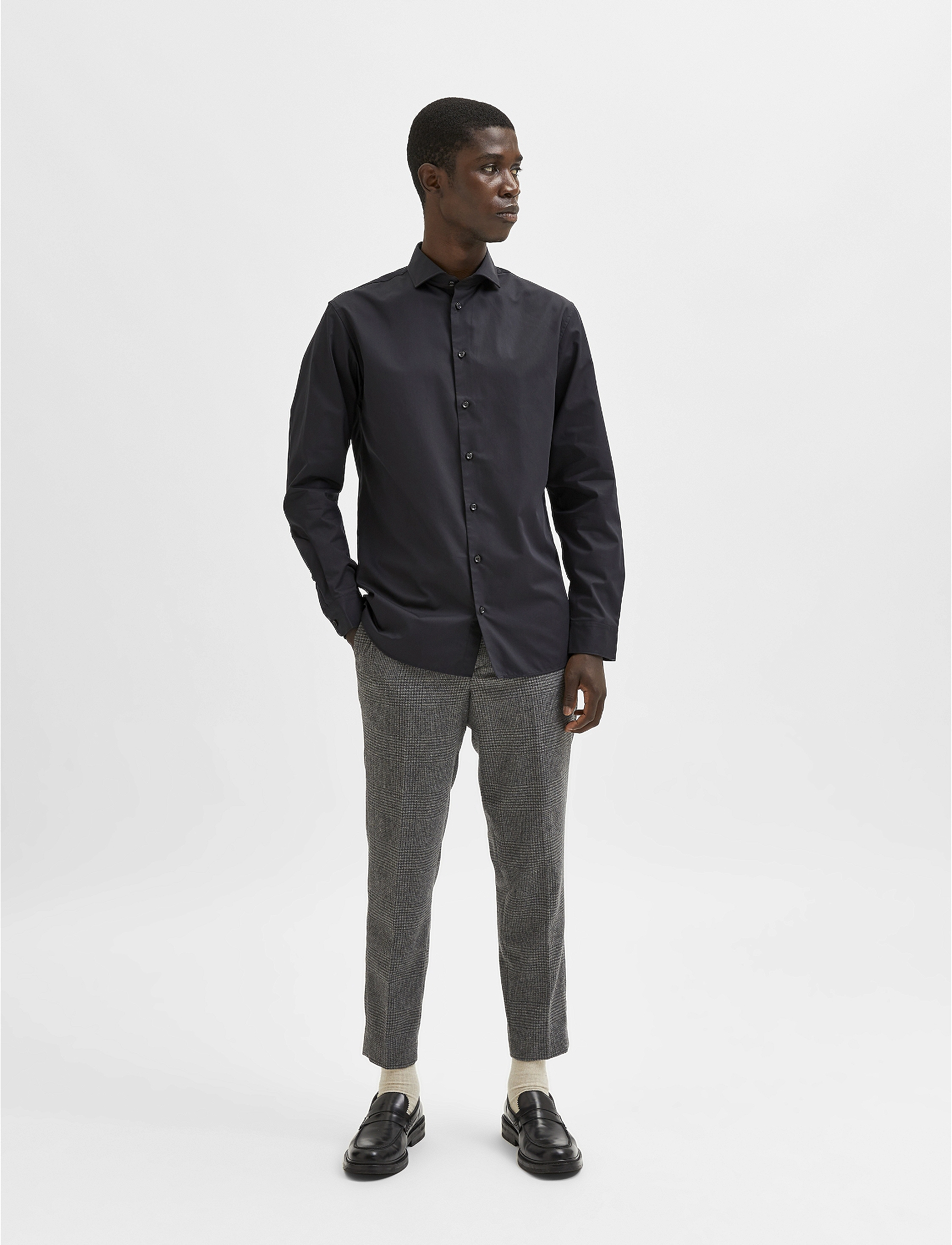 Selected - SLHSLIM-ETHAN SHIRT LS CUT AWAY NOOS - formālie krekli - black - 3