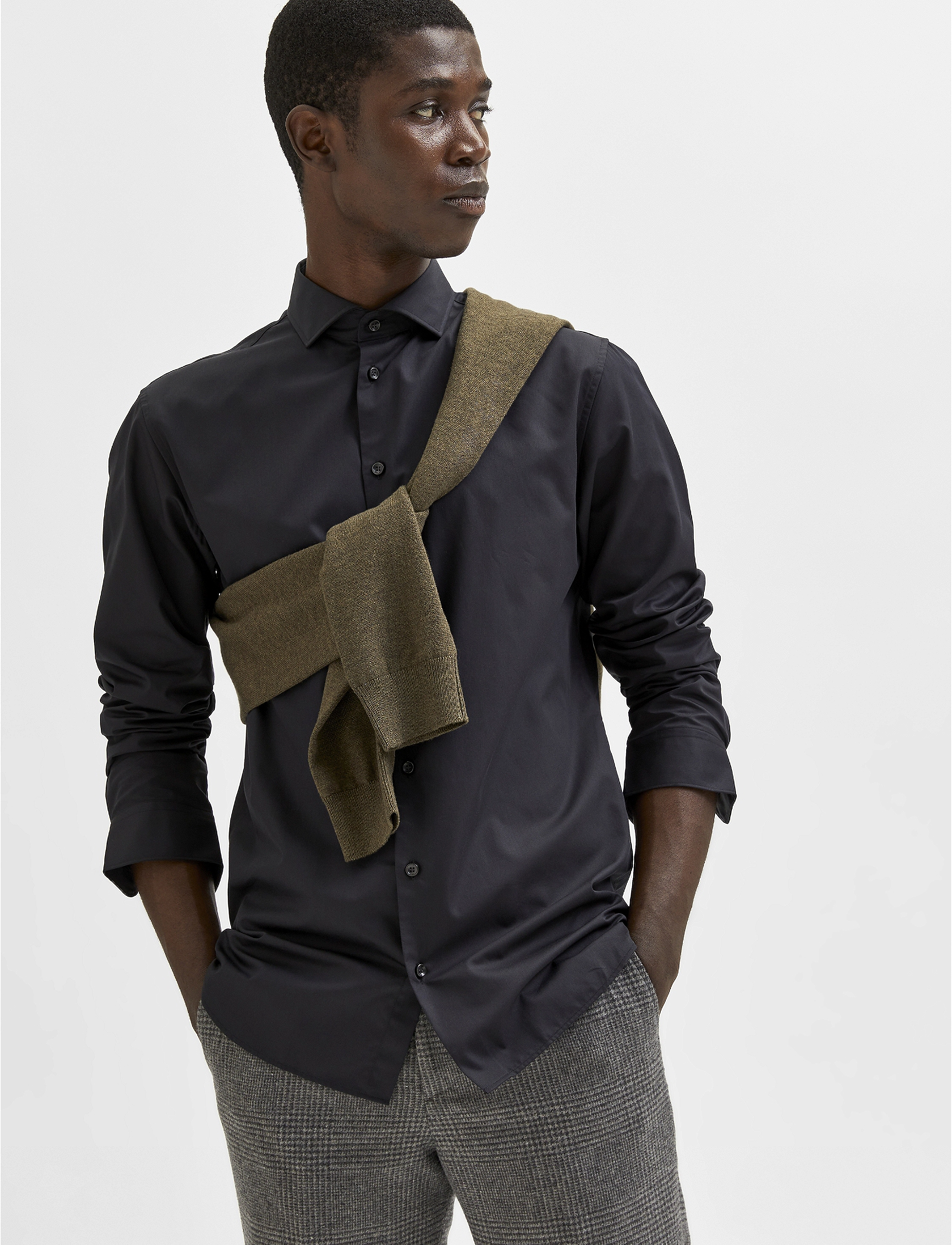 Selected - SLHSLIM-ETHAN SHIRT LS CUT AWAY NOOS - formālie krekli - black - 4