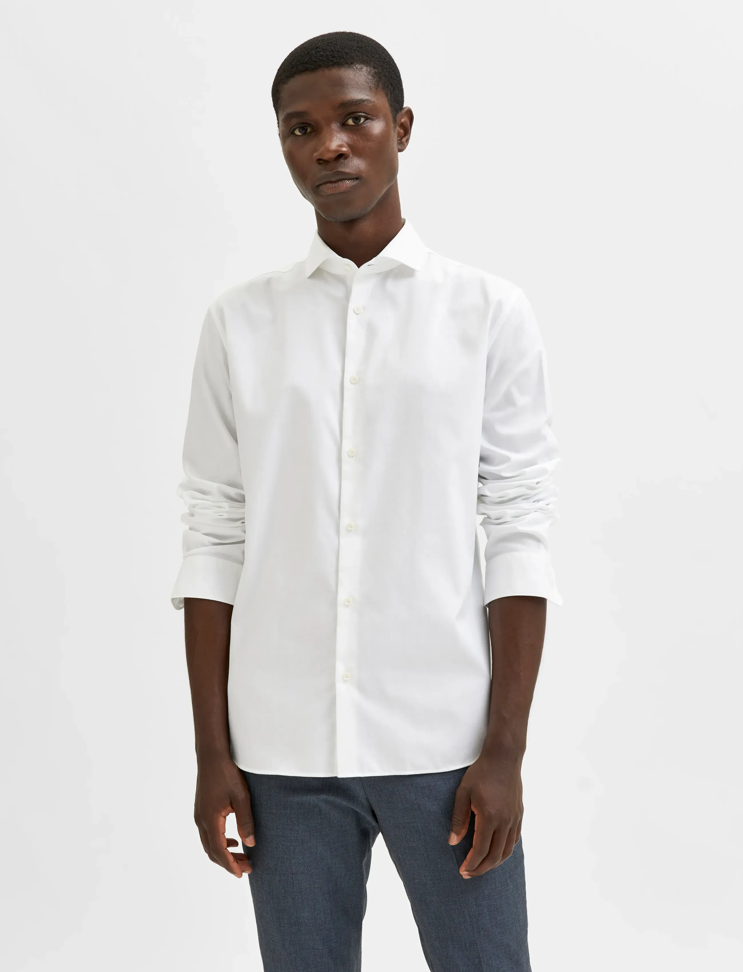 Selected Slmslimfrit Ethan Ls Shirt Cut Away Noos, XXL, Shirts, Weiß - Tuxedo Männerswear