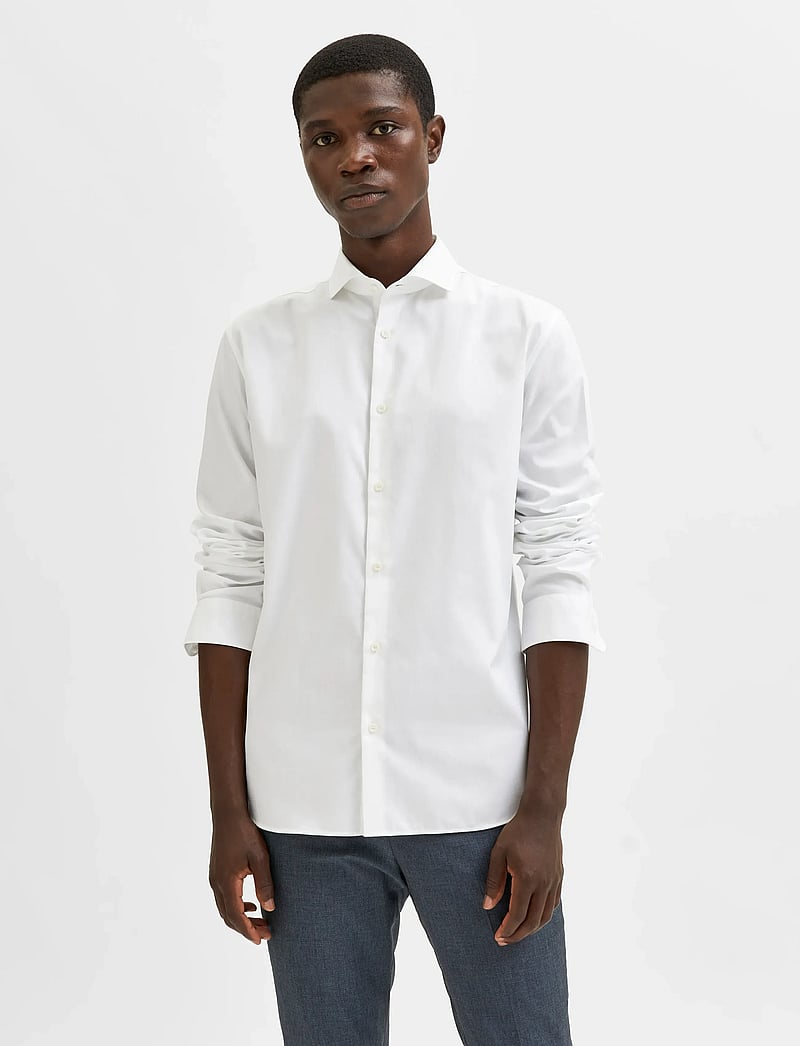 Selected - SLMSLIMFRIT ETHAN LS SHIRT CUT AWAY NOOS - pidulikud särgid - bright white - 0
