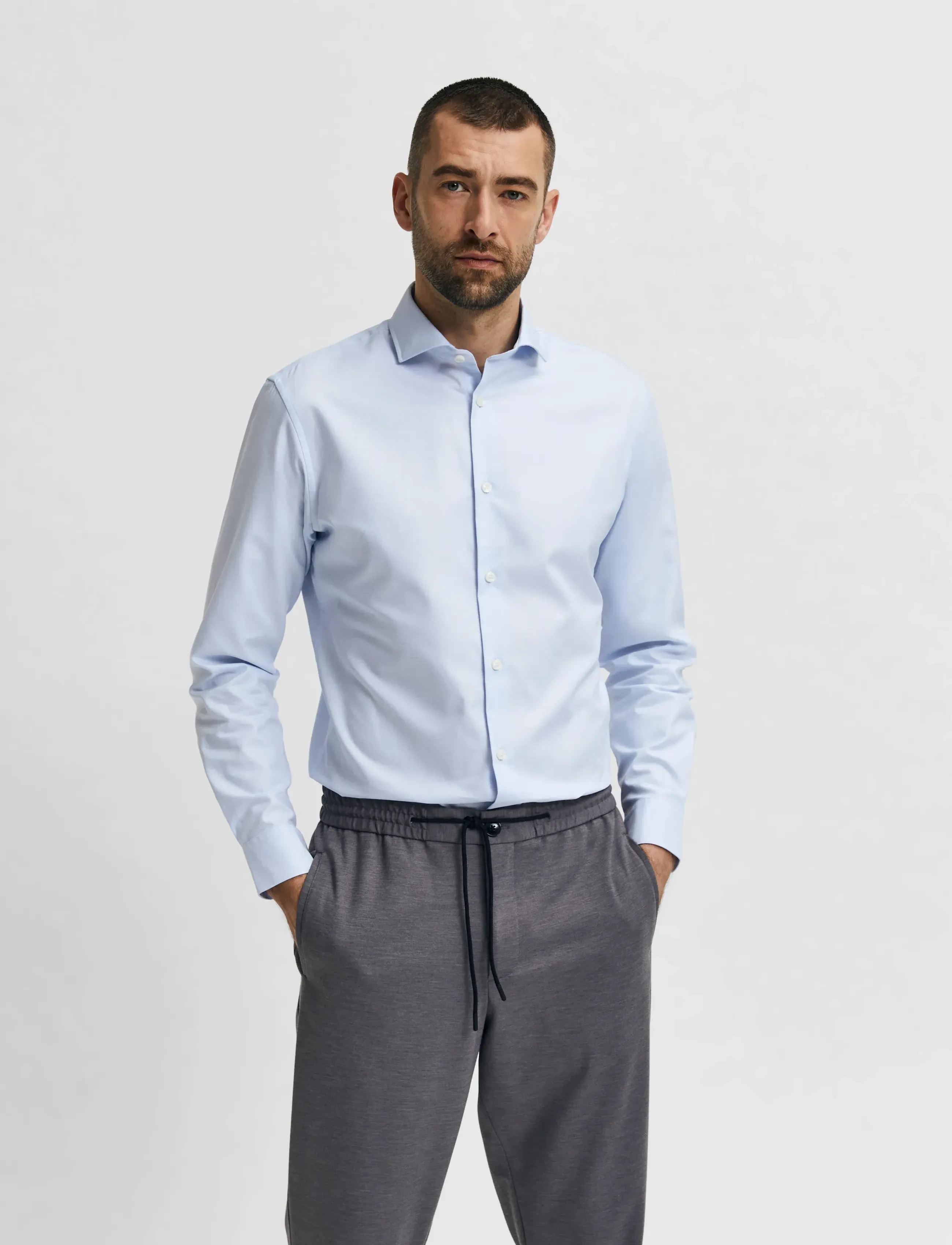 Selected - SLMSLIMFRIT ETHAN LS SHIRT CUT AWAY NOOS - formelle hemden - light blue - 4