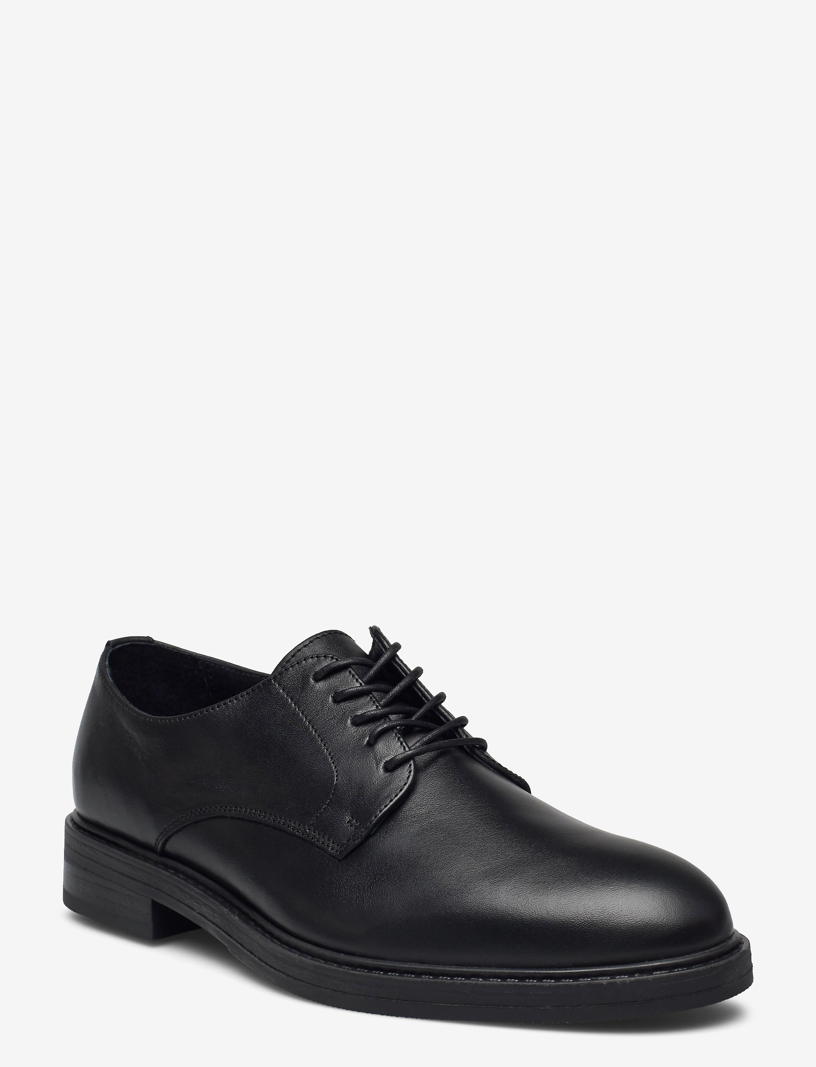 Selected SLHBLAKE LEATHER DERBY SHOE NOOS O - Ametlikud kingad - BLACK / black