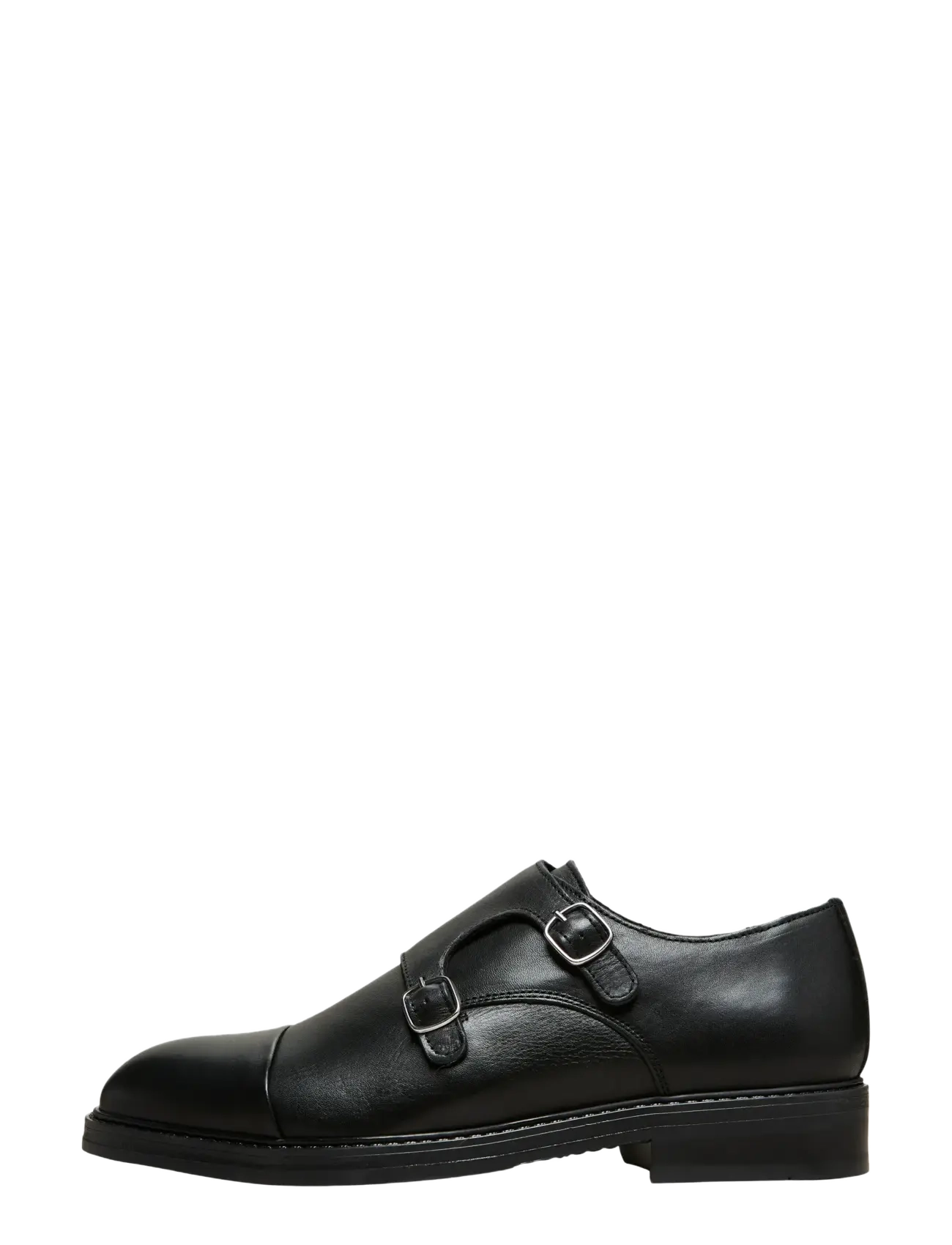 Selected SLMBLAKE LEATHER MONK SHOE - Spariskór - BLACK / black