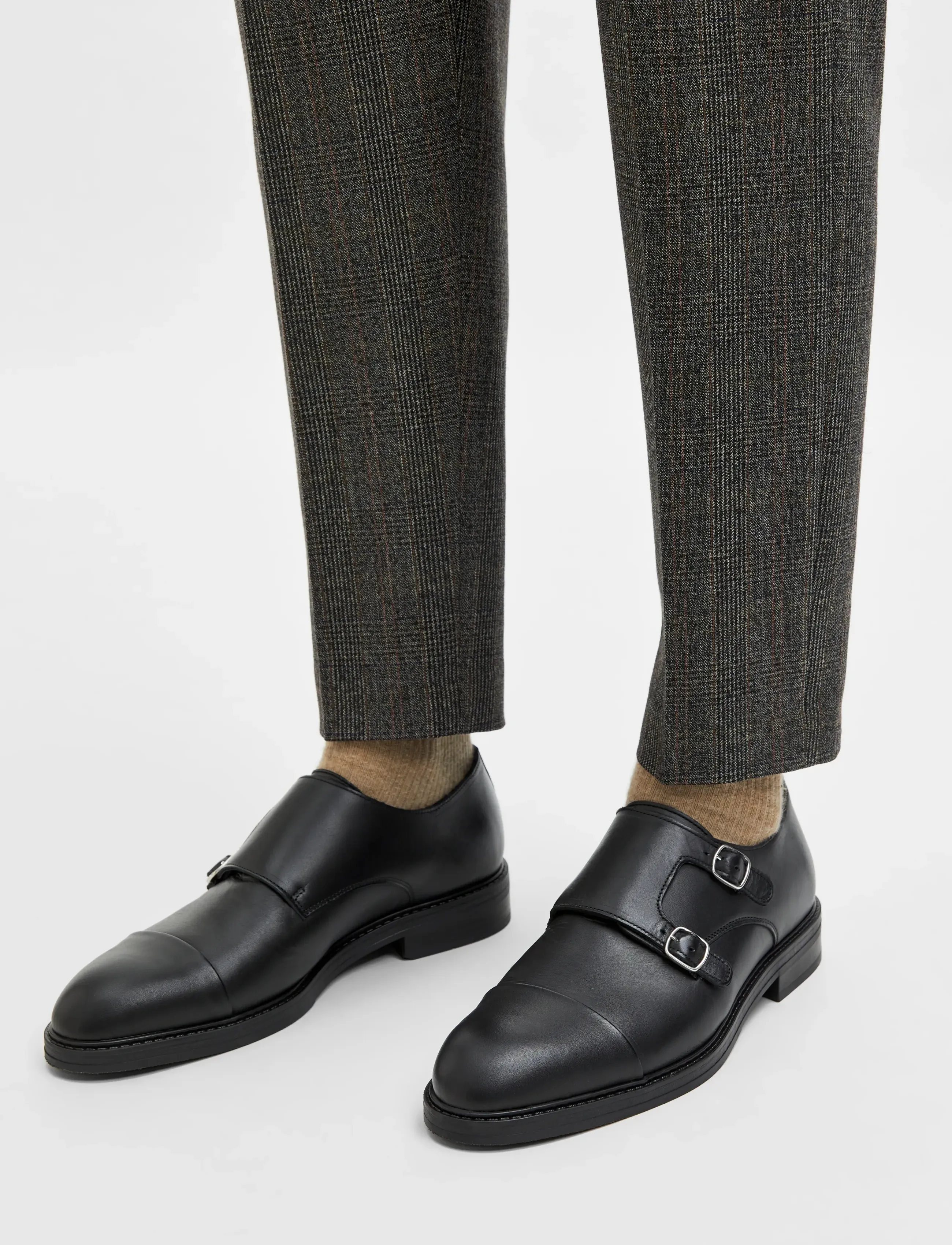 Selected SLMBLAKE LEATHER MONK SHOE - Kontoristiil - BLACK / black