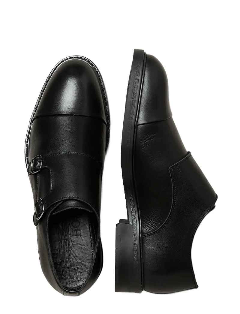Selected - SLMBLAKE LEATHER MONK SHOE - monks - black - 3