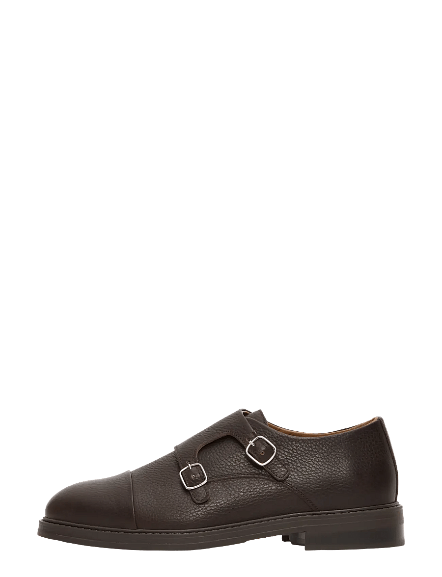 Selected - SLMBLAKE LEATHER MONK SHOE - monks - demitasse - 1