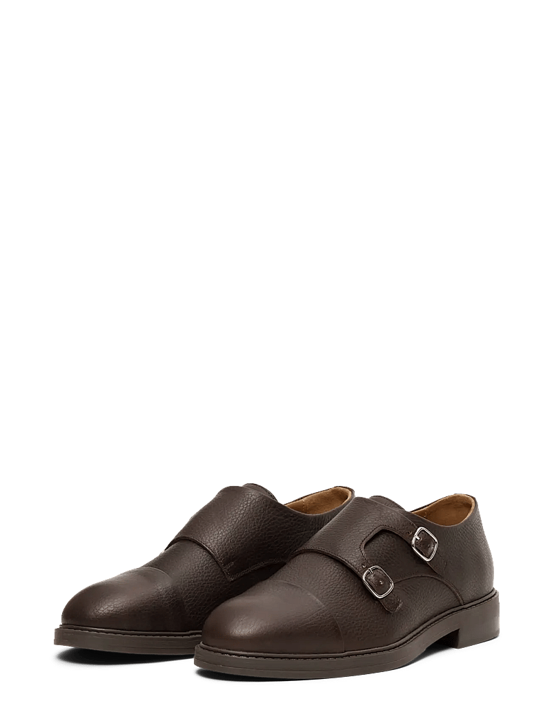 Selected - SLMBLAKE LEATHER MONK SHOE - monks - demitasse - 2