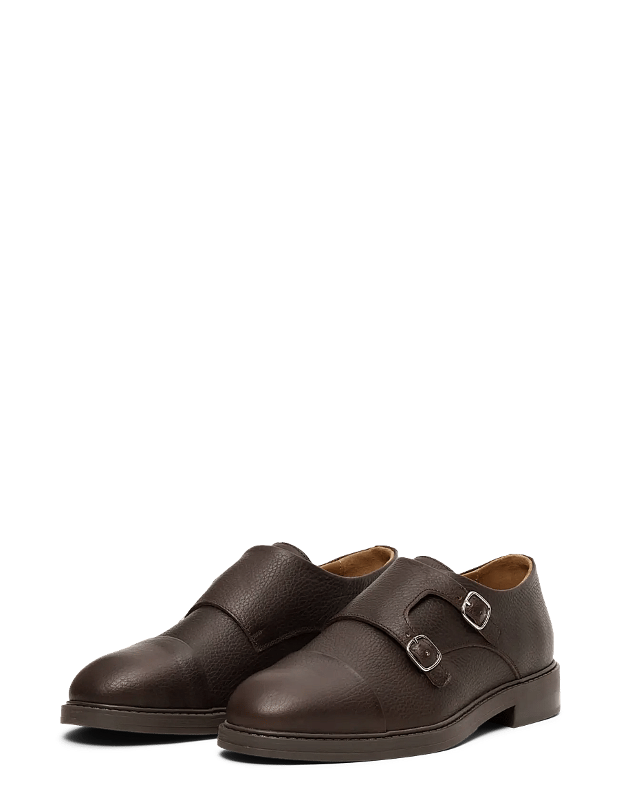 Selected - SLMBLAKE LEATHER MONK SHOE - monks - demitasse - 2
