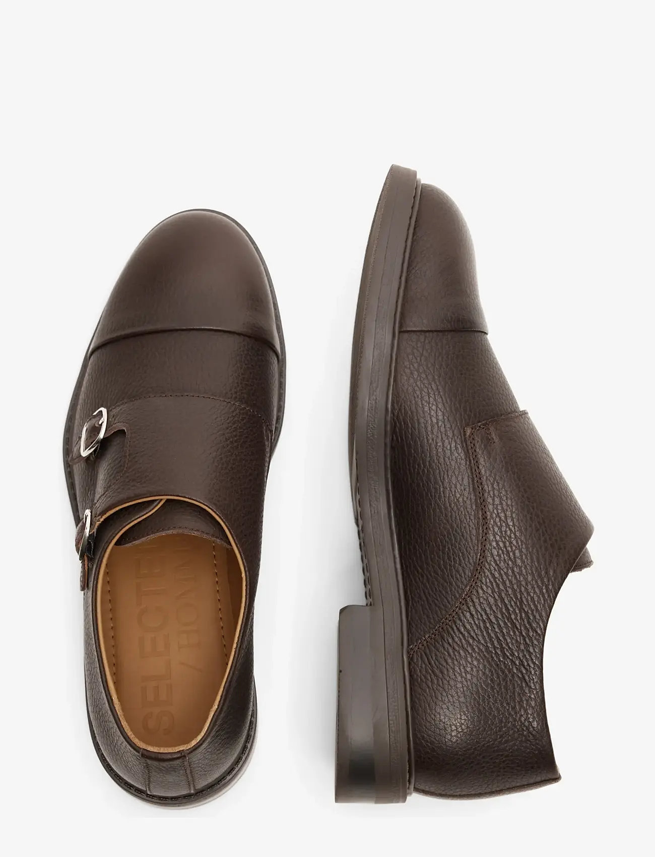 Selected - SLMBLAKE LEATHER MONK SHOE - monks - demitasse - 3