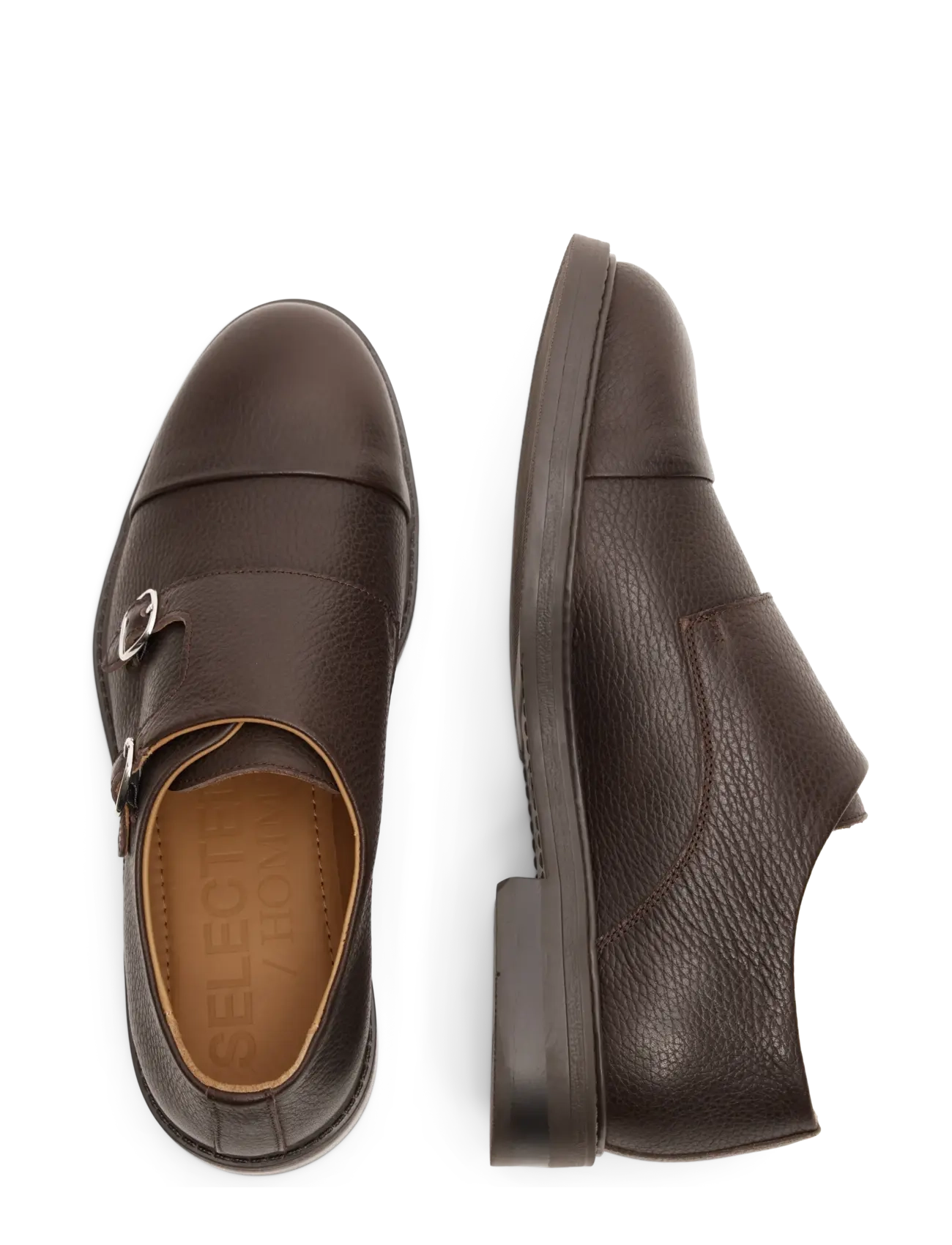Selected - SLMBLAKE LEATHER MONK SHOE - monks - demitasse - 3