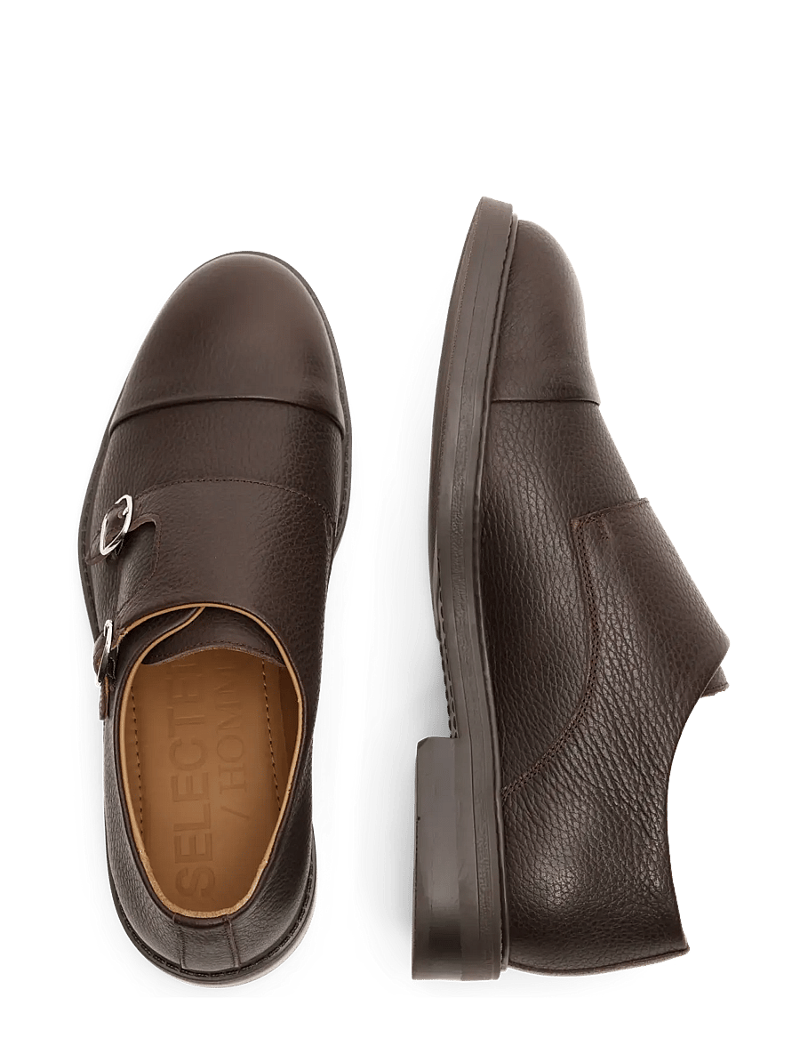 Selected - SLMBLAKE LEATHER MONK SHOE - monks - demitasse - 3