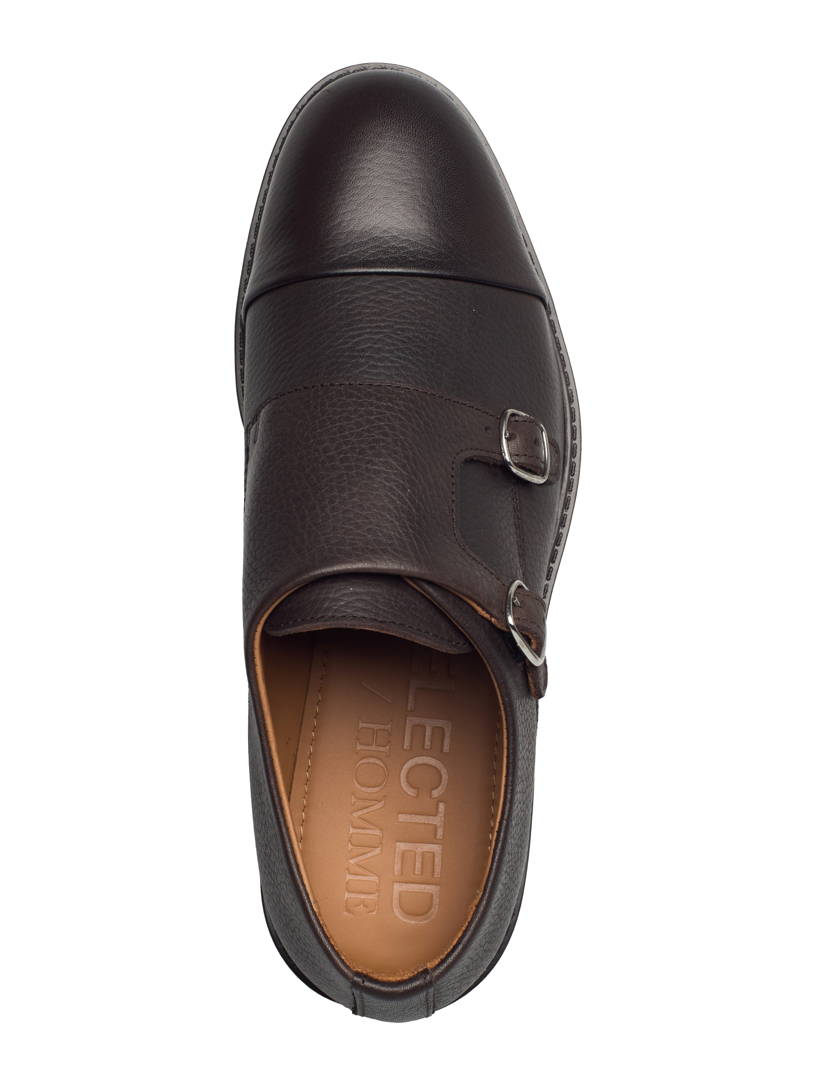 Selected - SLMBLAKE LEATHER MONK SHOE - monks - demitasse - 4