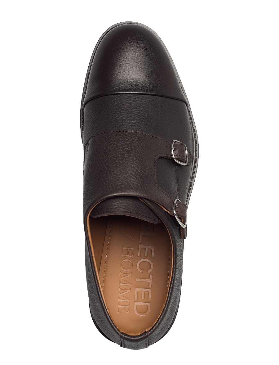 Selected - SLMBLAKE LEATHER MONK SHOE - monks - demitasse - 4