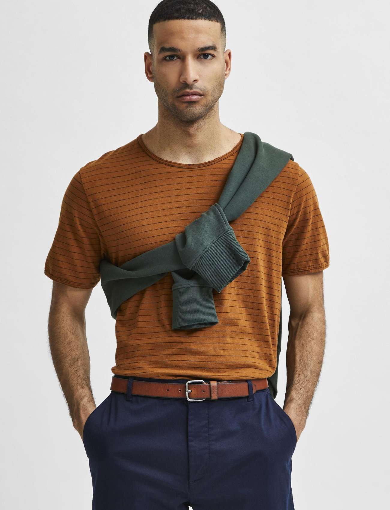 Selected - SLHHENRY LEATHER BELT NOOS - cognac - 4