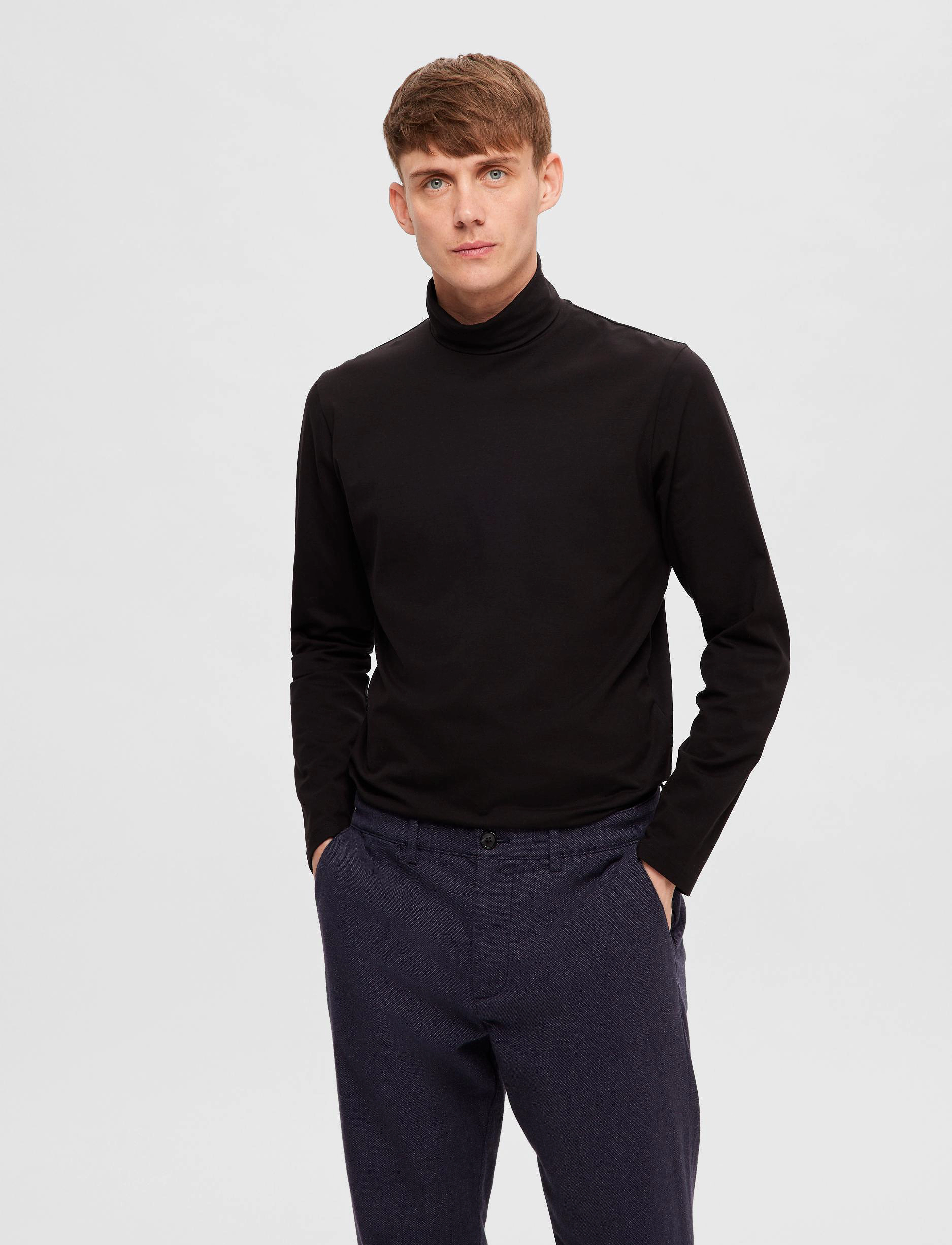 Selected - SLHRORY LS ROLL NECK TEE B - black - 2