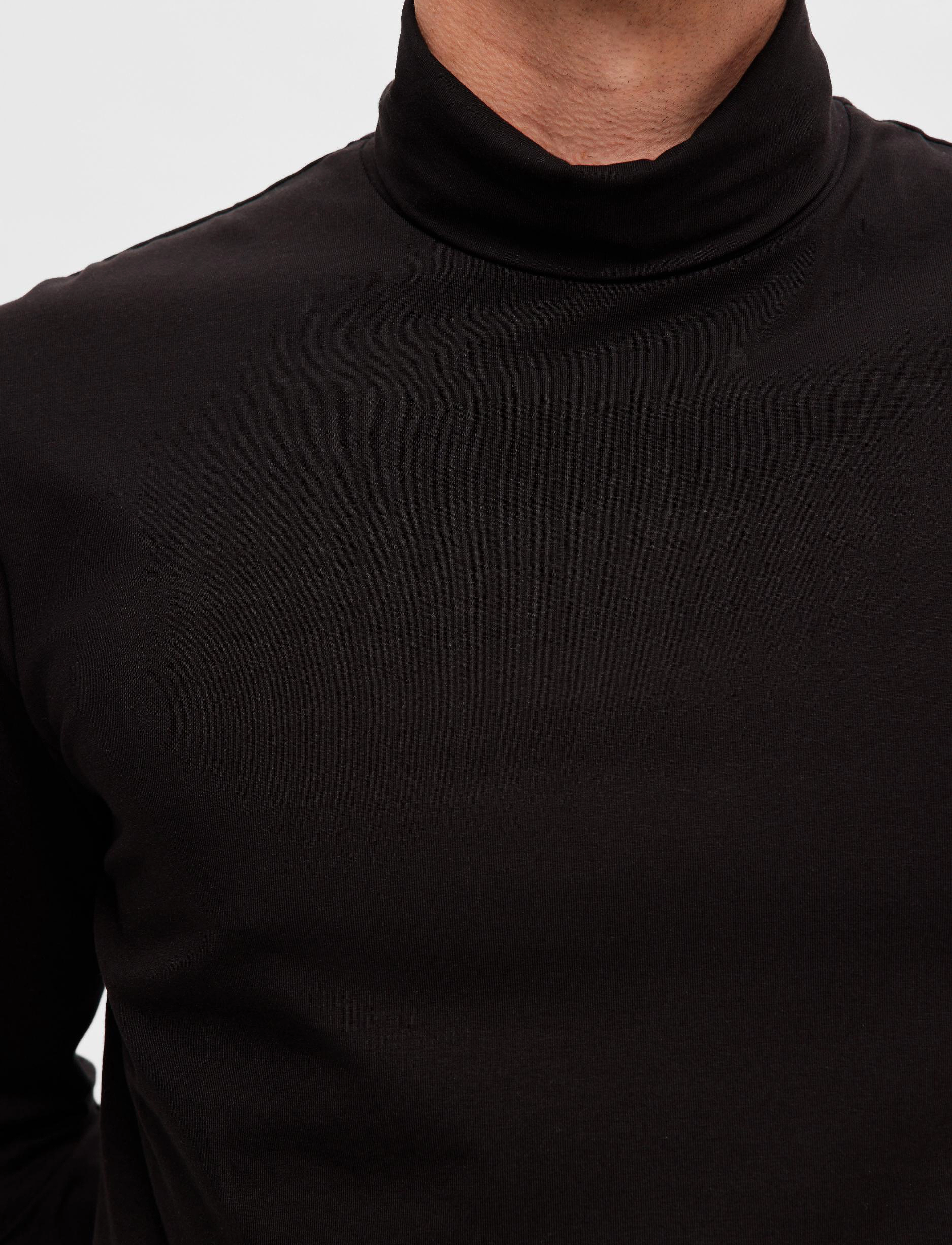 Selected - SLHRORY LS ROLL NECK TEE B - black - 5