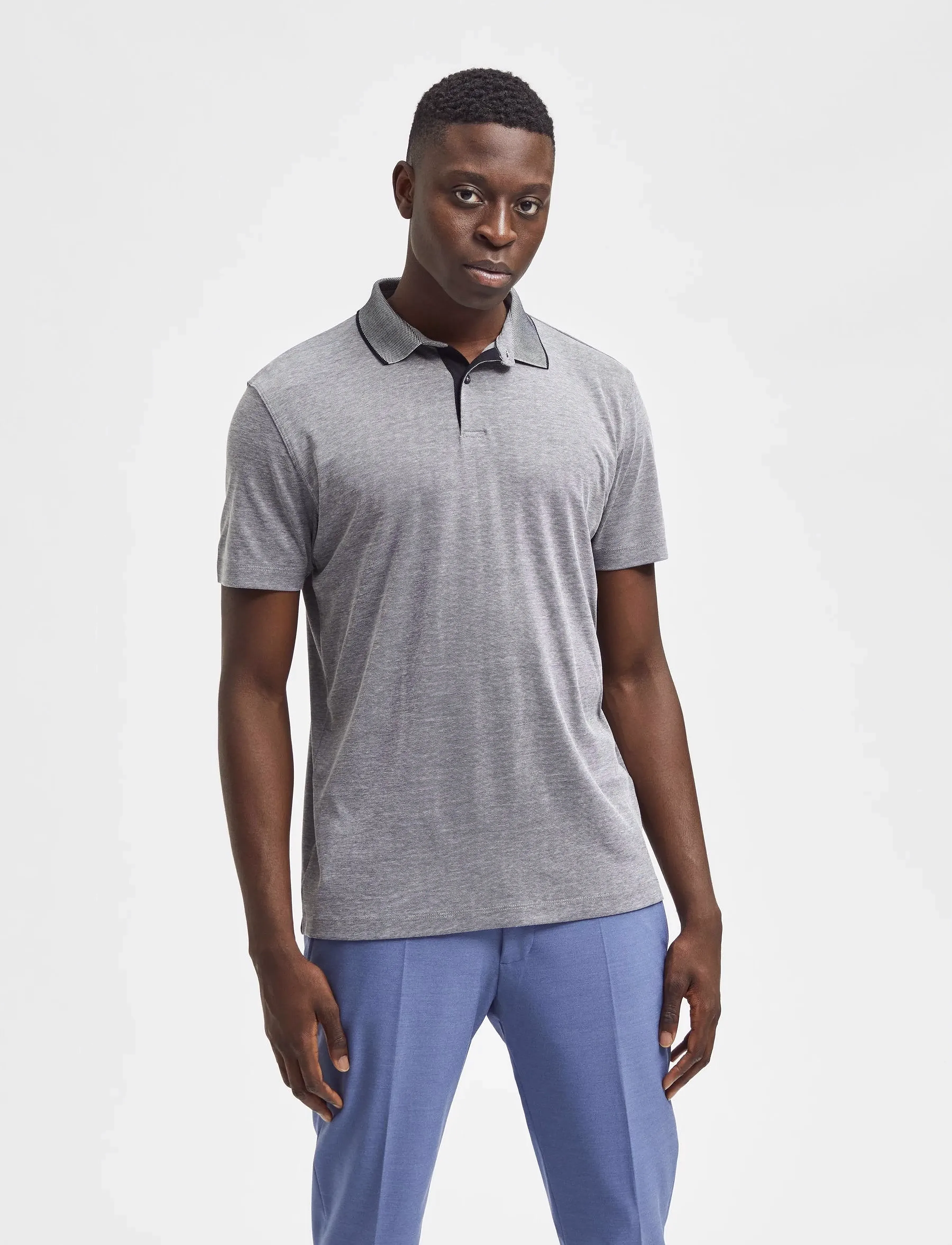 Selected - SLHLEROY SS POLO NOOS - laveste priser - medium grey melange - 2