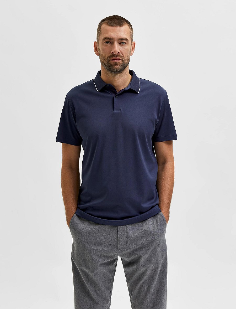 Selected - SLH LEROY COOLMAX SS POLO B - kortærmede poloer - navy blazer - 0