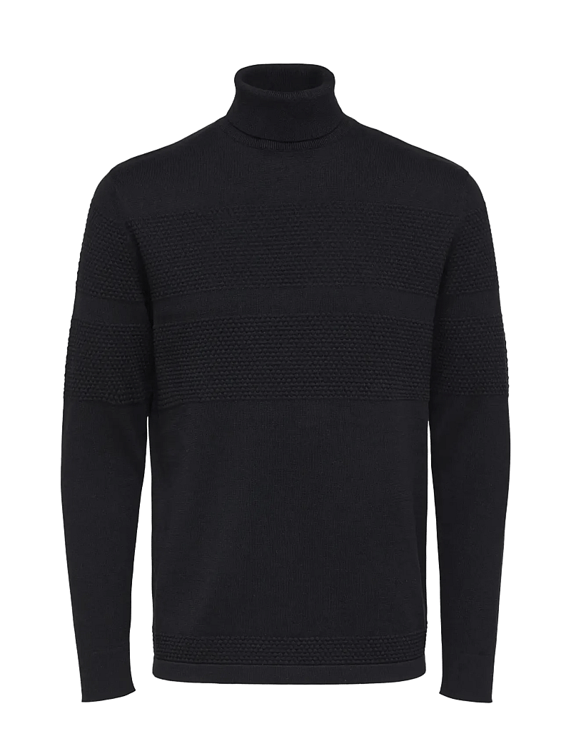 Selected - SLHMAINE LS KNIT ROLL NECK W NOOS - rollkragen - black - 1