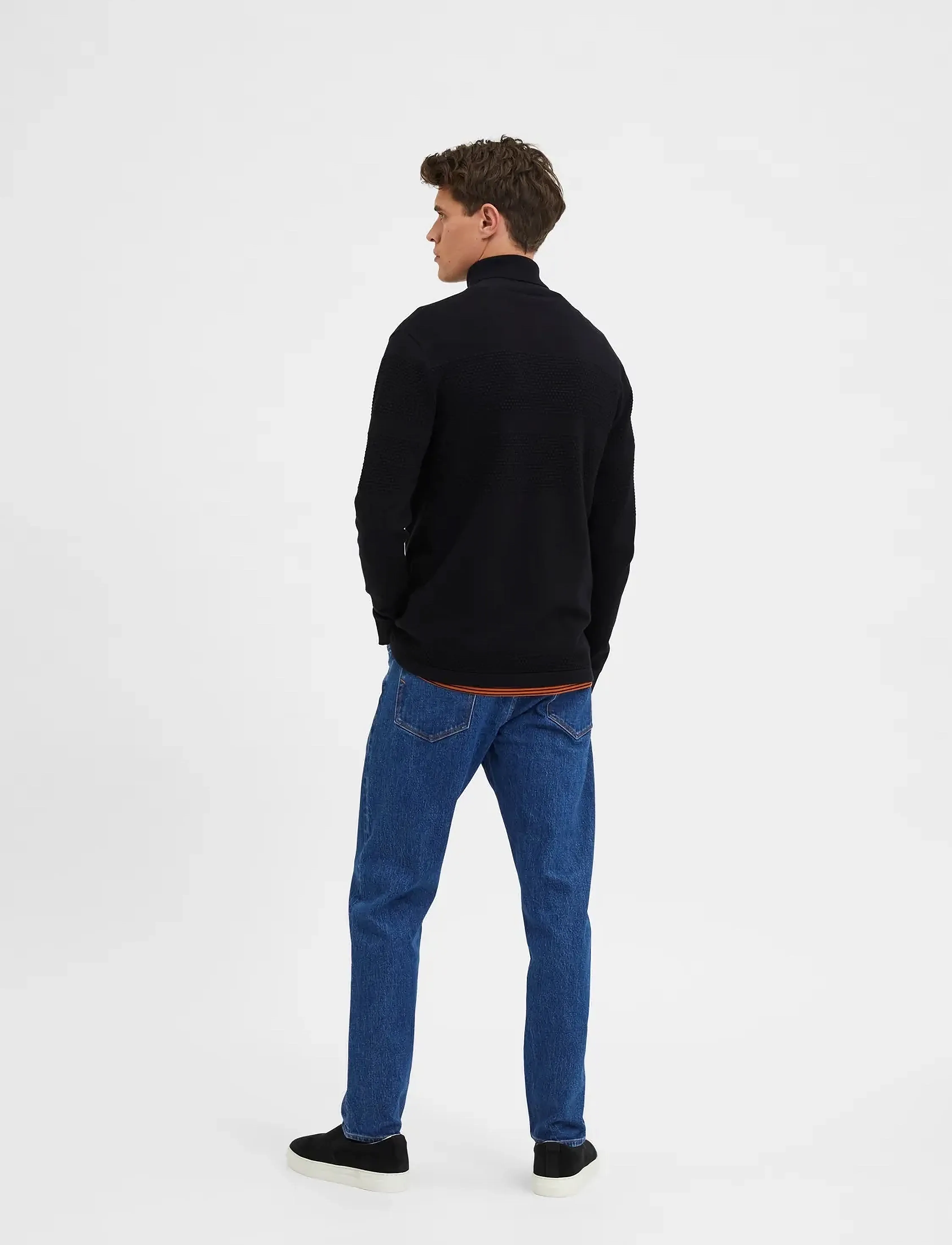 Selected - SLHMAINE LS KNIT ROLL NECK W NOOS - turtlenecks - black - 3