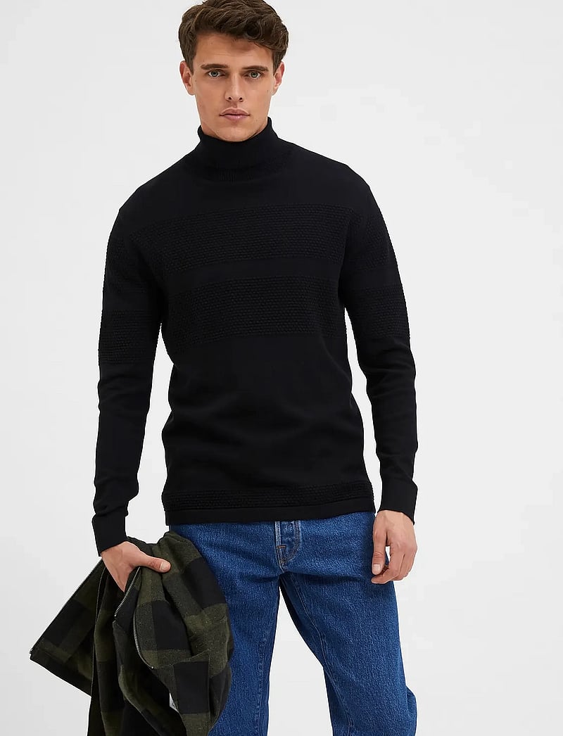 Selected - SLHMAINE LS KNIT ROLL NECK W NOOS - rollkragen - black - 4