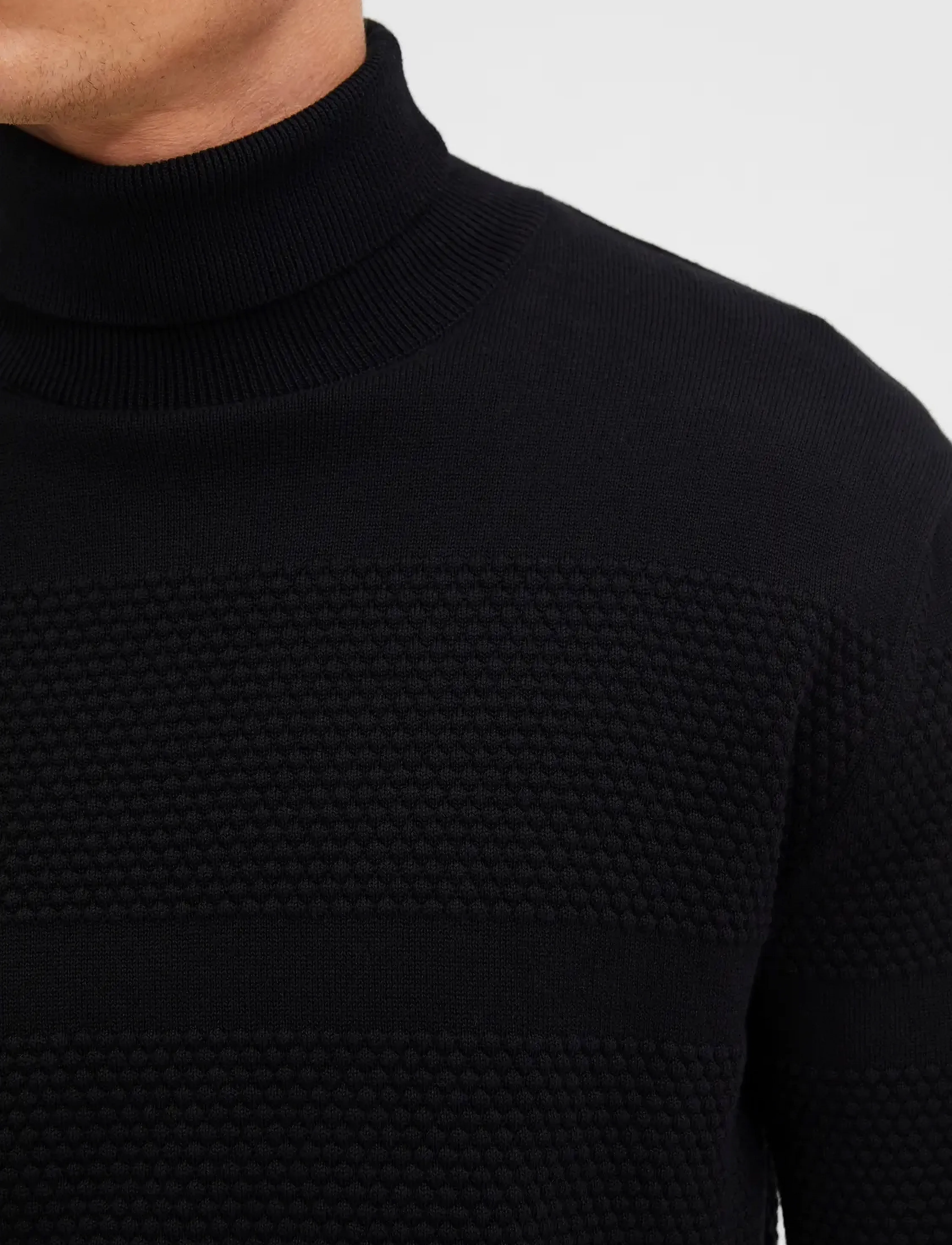 Selected - SLHMAINE LS KNIT ROLL NECK W NOOS - turtlenecks - black - 5