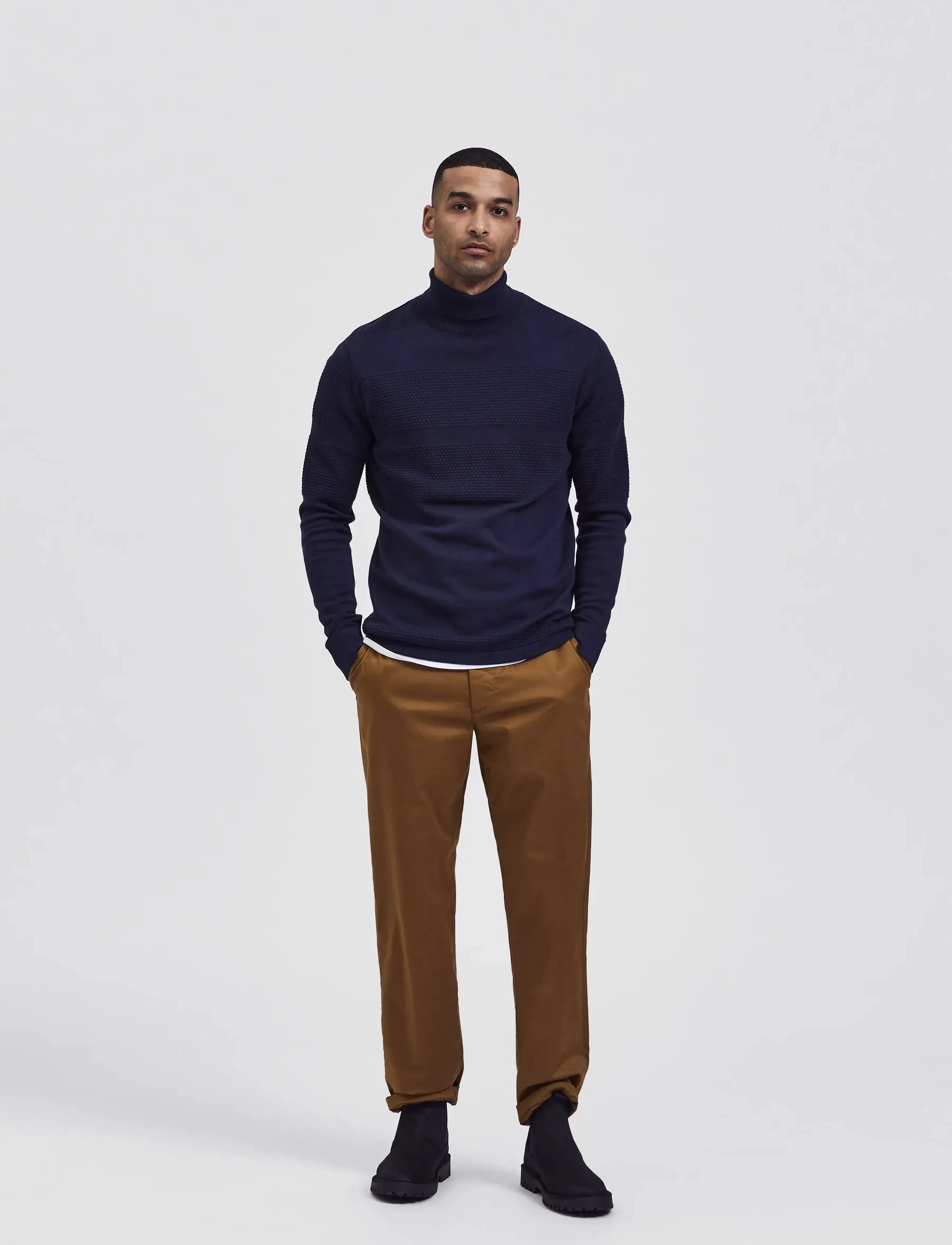Selected - SLHMAINE LS KNIT ROLL NECK W NOOS - kõrge kaelusega džemprid - dark sapphire - 4