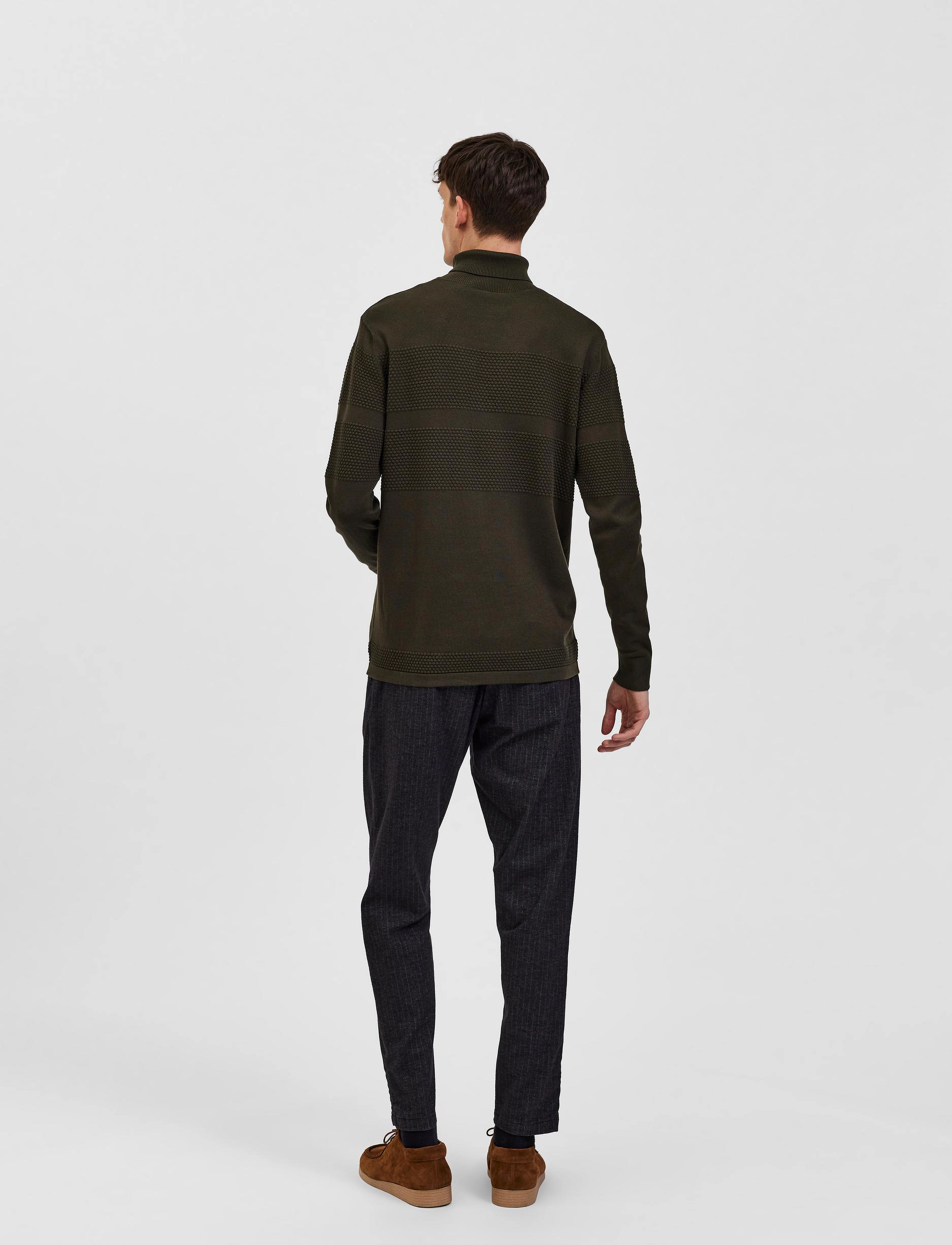Selected - SLHMAINE LS KNIT ROLL NECK W NOOS - polokrage - forest night - 3