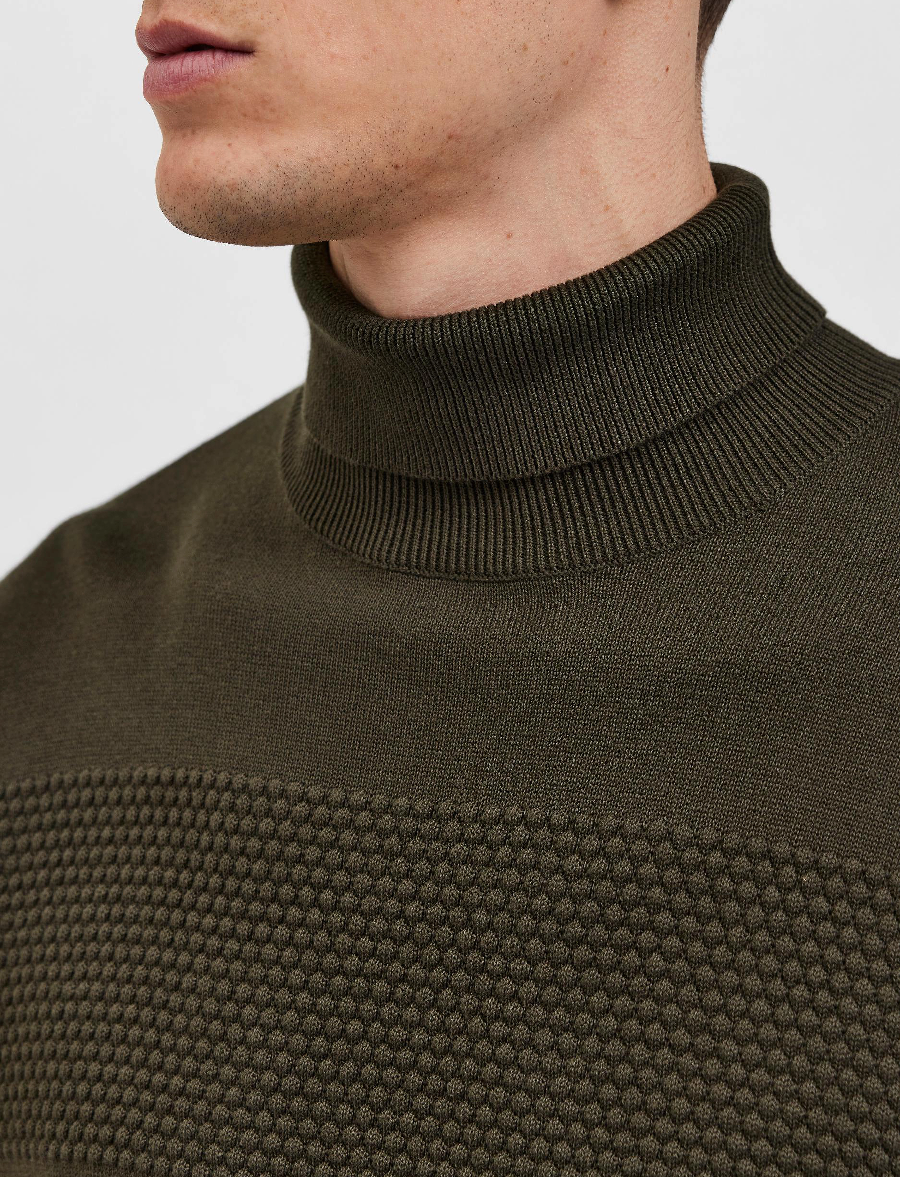 Selected - SLHMAINE LS KNIT ROLL NECK W NOOS - polokrage - forest night - 5