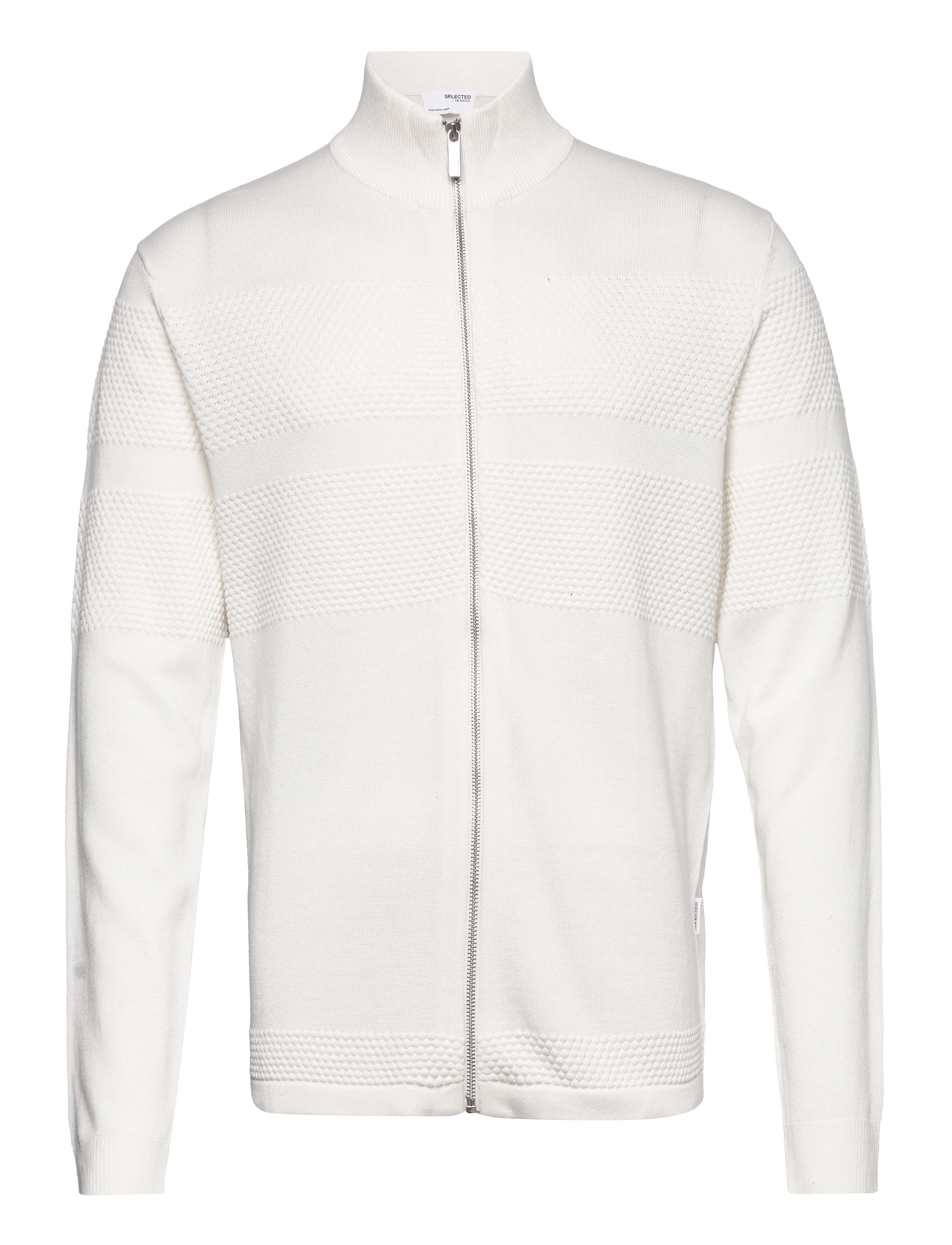 Selected SLHMAINE LS KNIT CARDIGAN W - Pullover mit durchgehendem Reißverschluss - EGRET / white