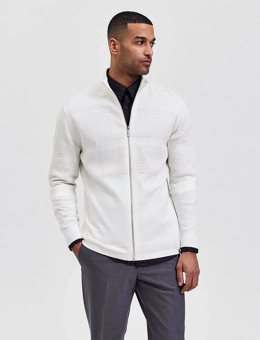 Selected - SLHMAINE LS KNIT CARDIGAN W - pulls zippés - egret - 0