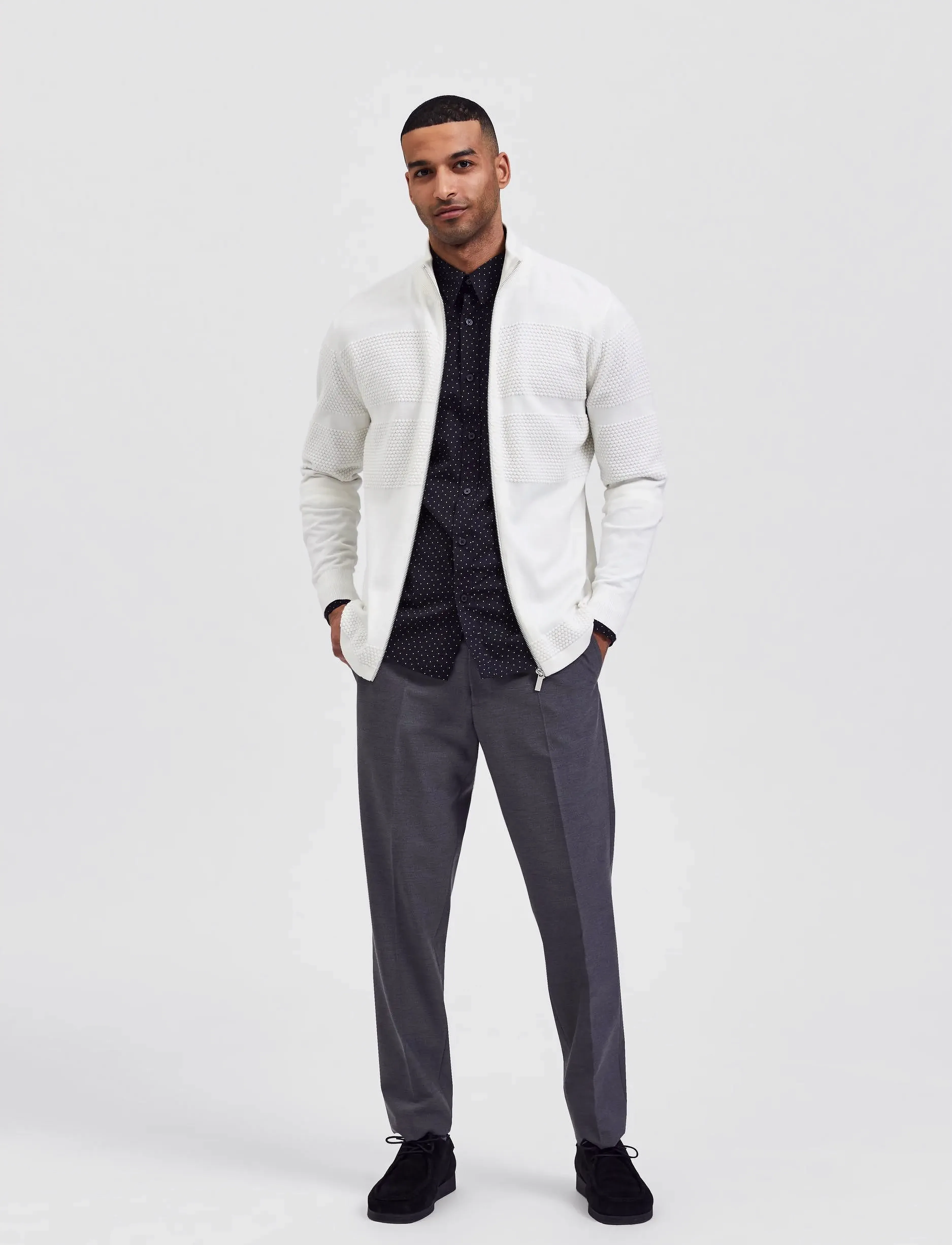 Selected - SLHMAINE LS KNIT CARDIGAN W - pulls zippés - egret - 4