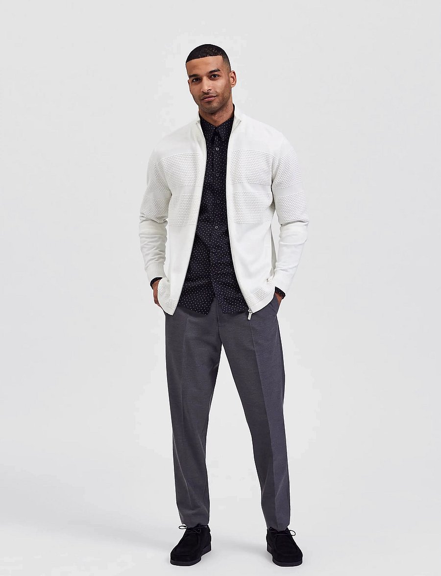 Selected - SLHMAINE LS KNIT CARDIGAN W - pulls zippés - egret - 4