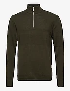 SLHMAINE LS KNIT HALF ZIP  W - FOREST NIGHT