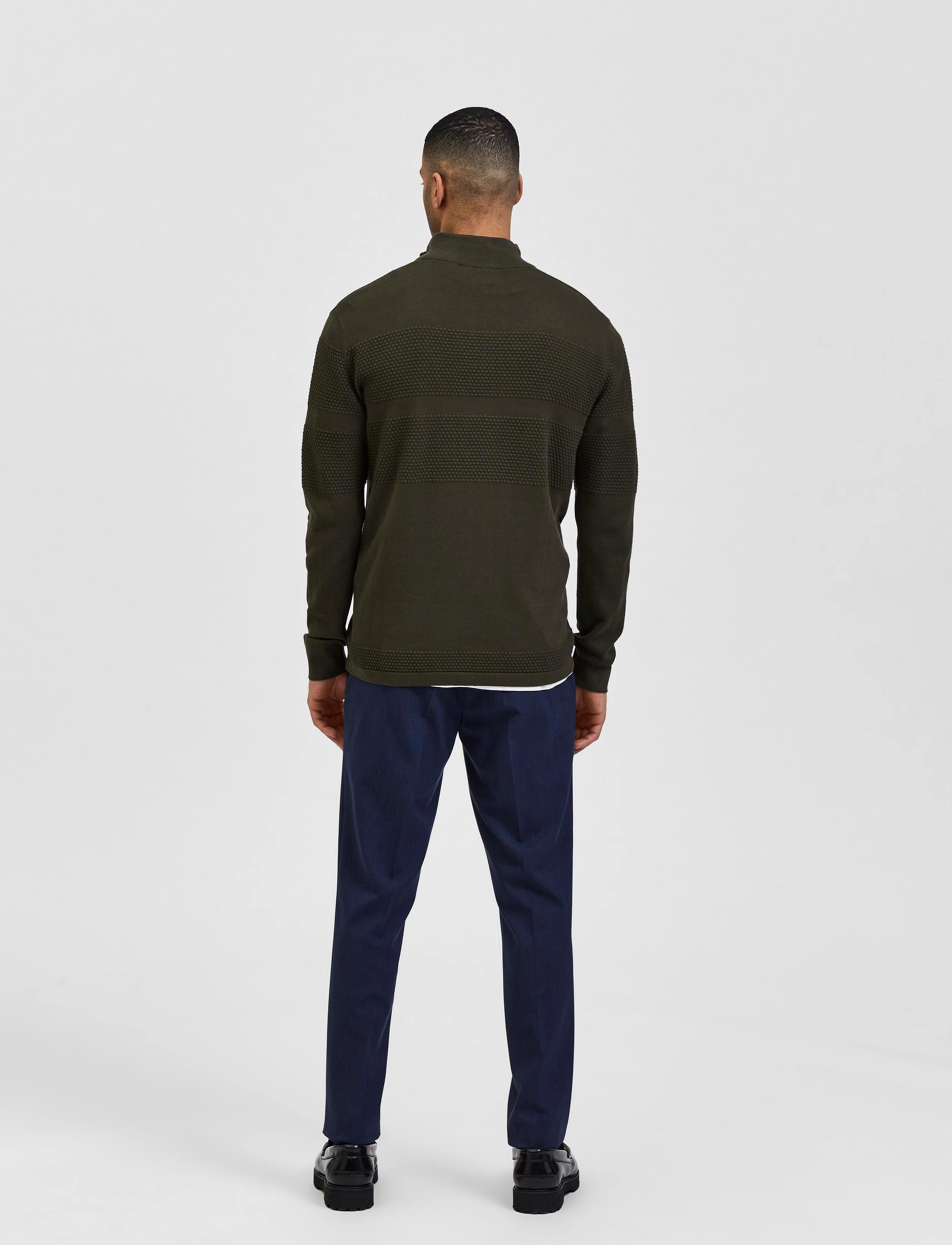 Selected Homme - SLHMAINE LS KNIT HALF ZIP  W - forest night - 3