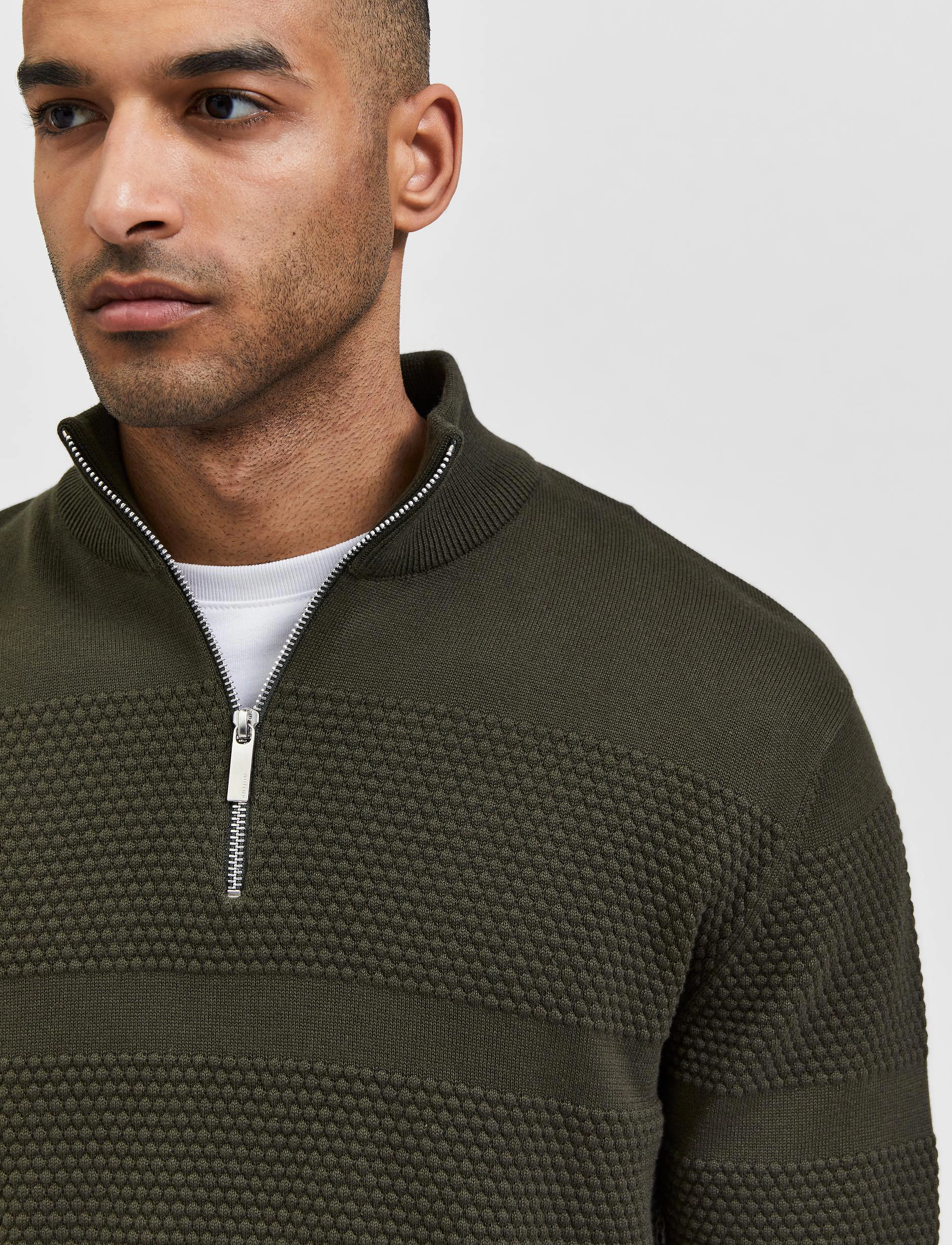 Selected Homme - SLHMAINE LS KNIT HALF ZIP  W - forest night - 5