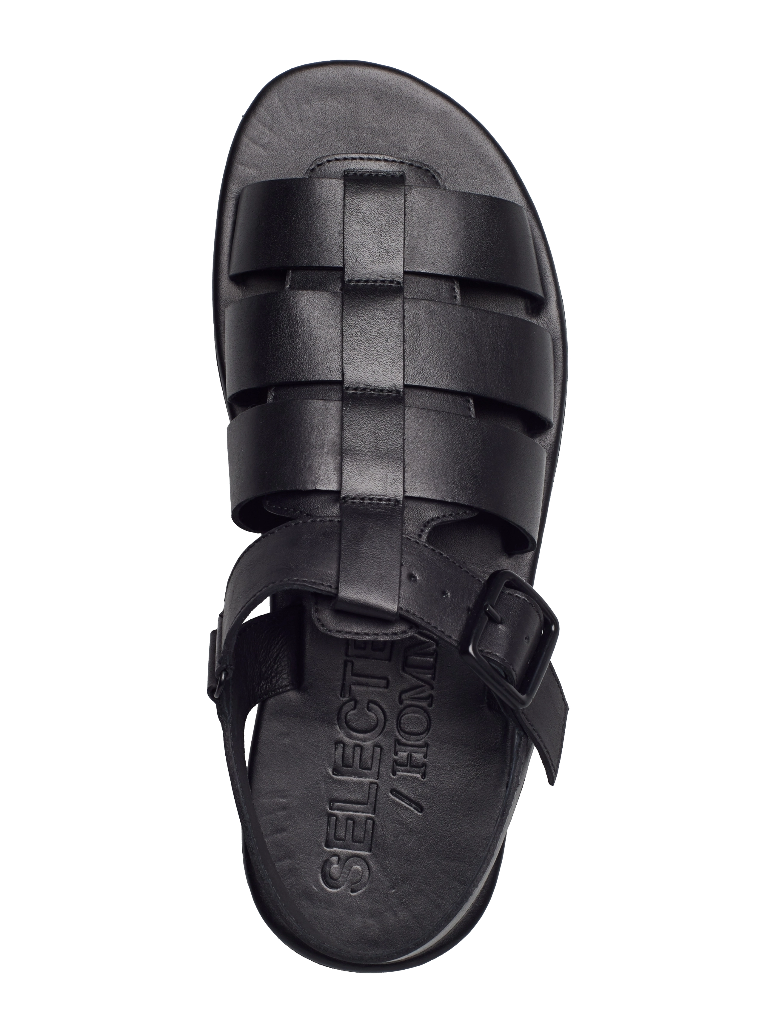 Selected - SLHBOB LEATHER FISHERMAN SANDAL B - black - 3