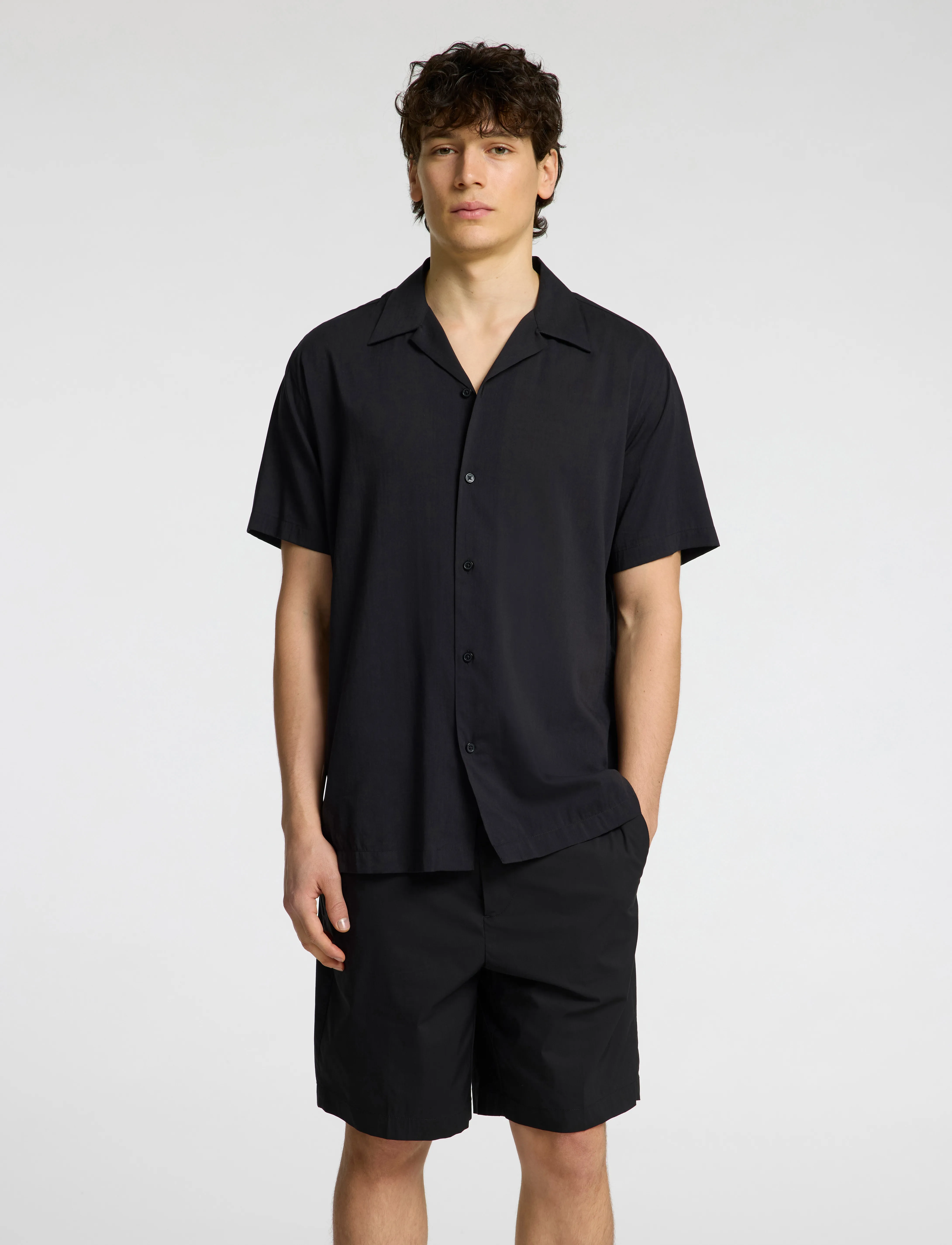 Selected SLHREG-AIR SHIRT SS MIX - Skjorter - BLACK / black