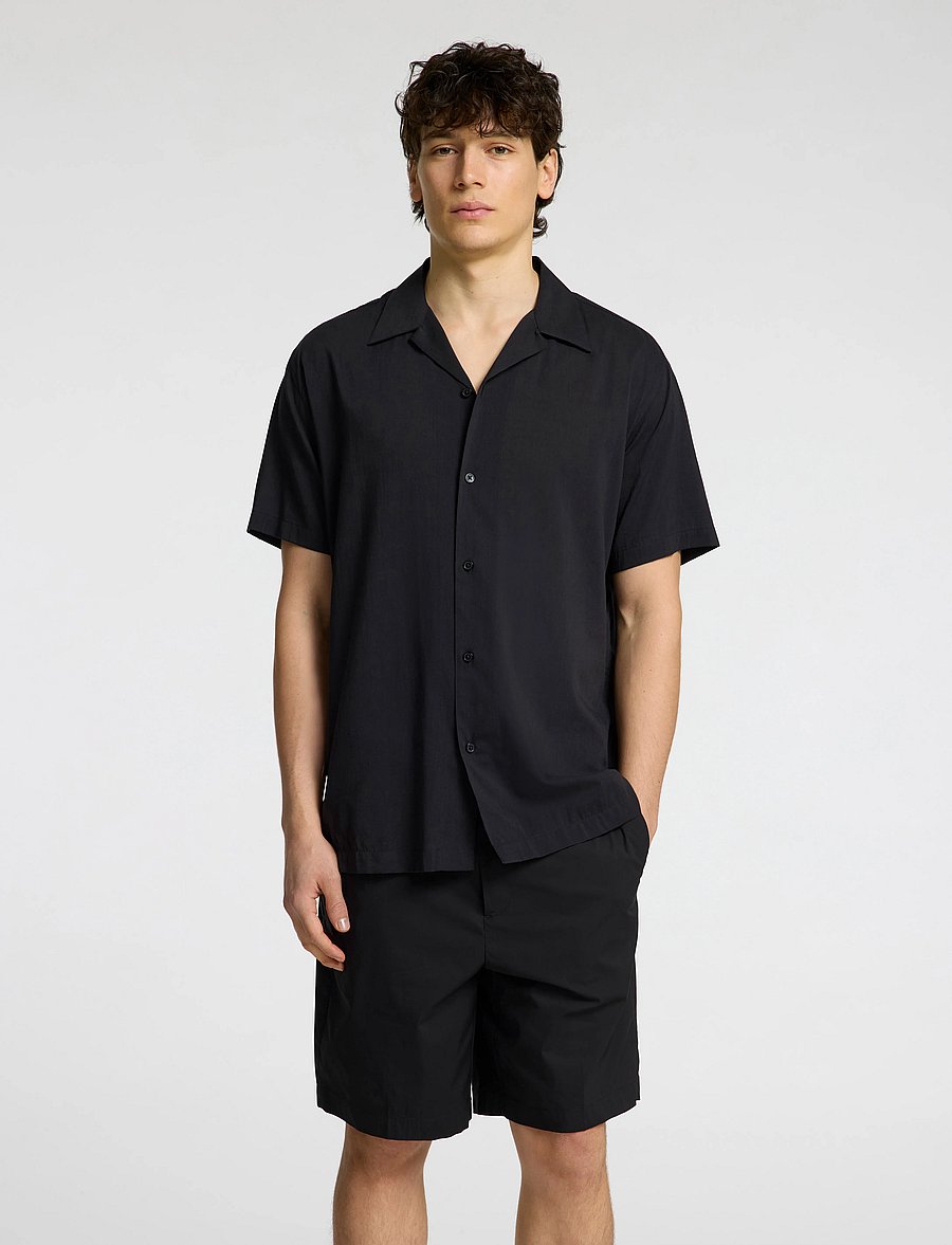 Selected - SLHREG-AIR SHIRT SS MIX - marškiniai trumpomis rankovėmis - black - 0