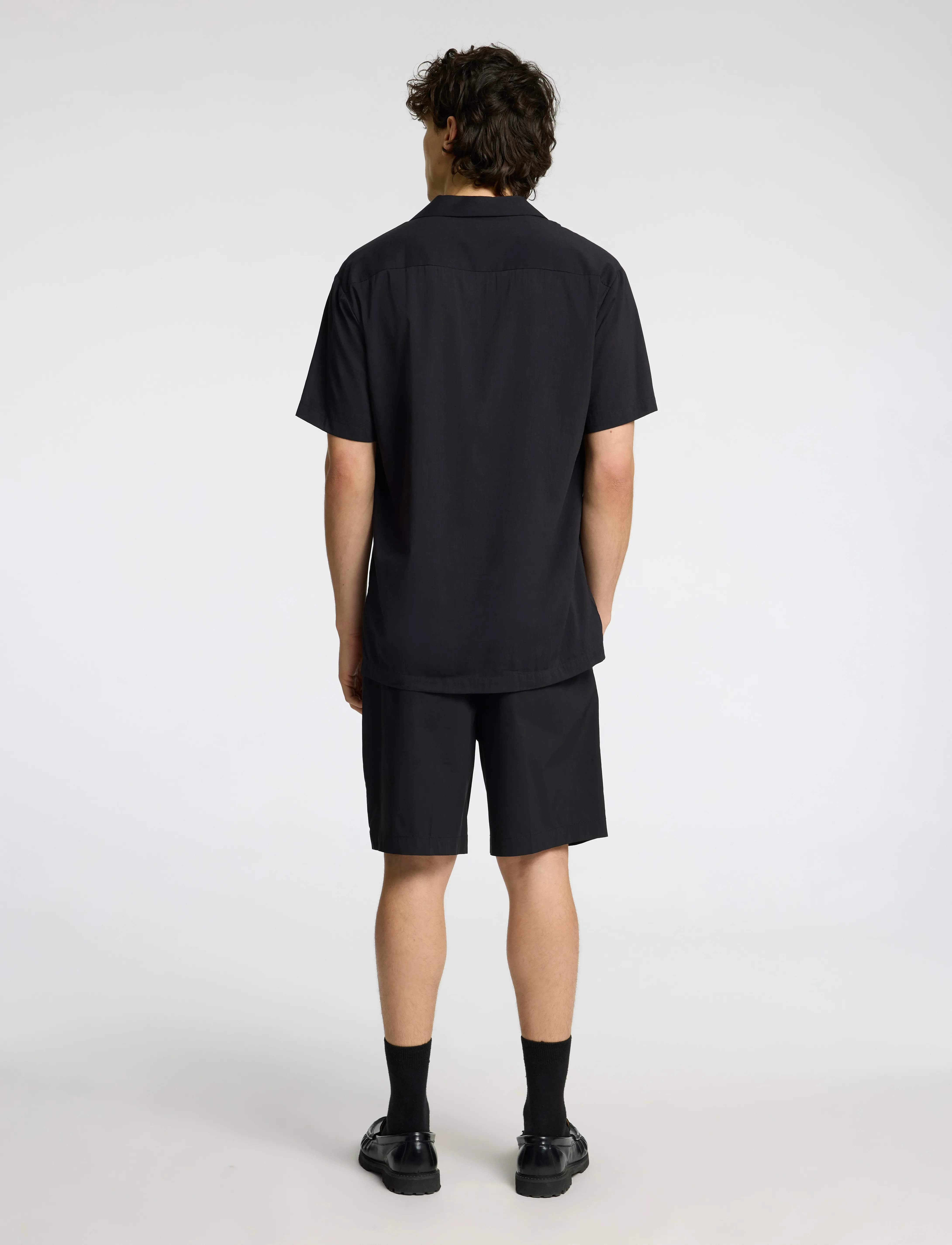 Selected - SLHREG-AIR SHIRT SS MIX - kurzarmhemden - black - 2