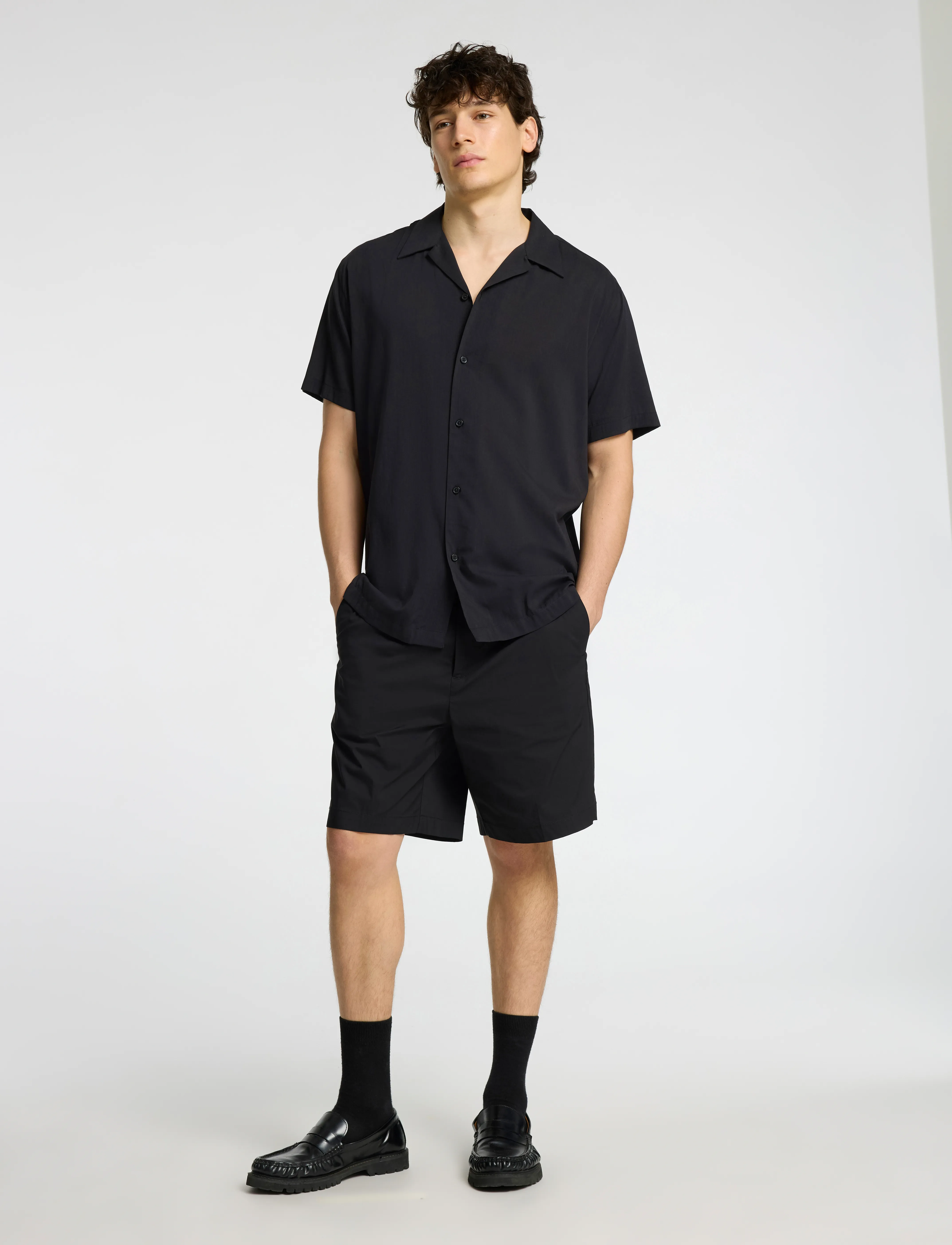 Selected - SLHREG-AIR SHIRT SS MIX - kurzarmhemden - black - 4