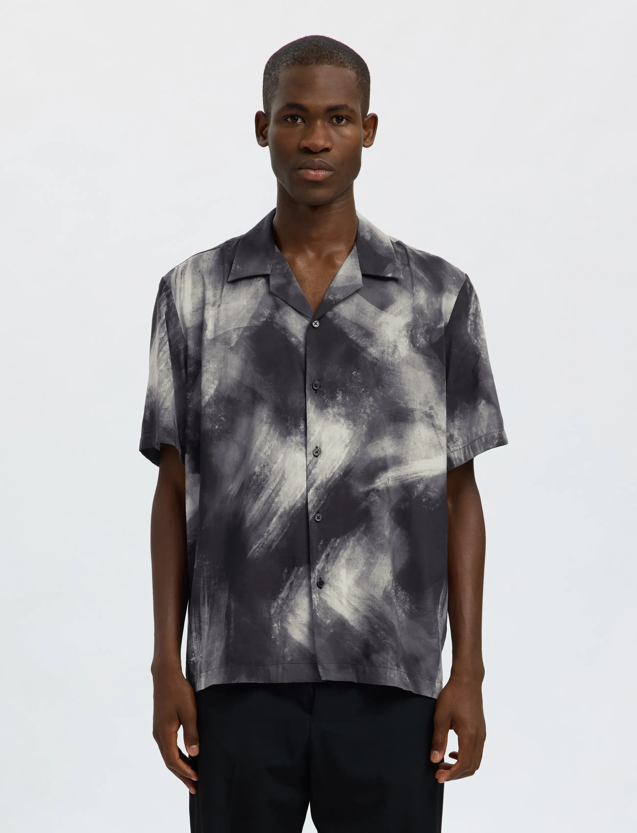 Selected SLHREG-AIR SHIRT SS MIX - Skjorter - BLACK / multi