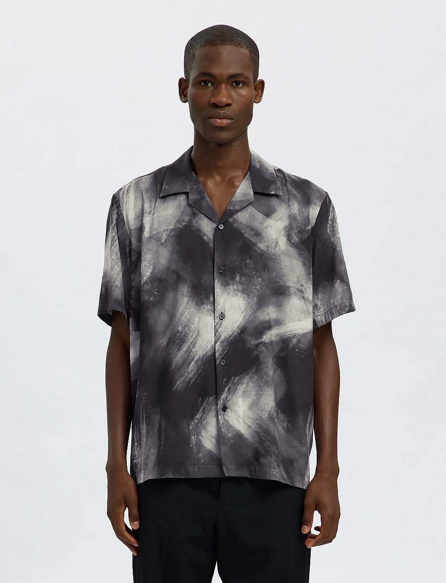 Selected - SLHREG-AIR SHIRT SS MIX - marškiniai trumpomis rankovėmis - black - 0