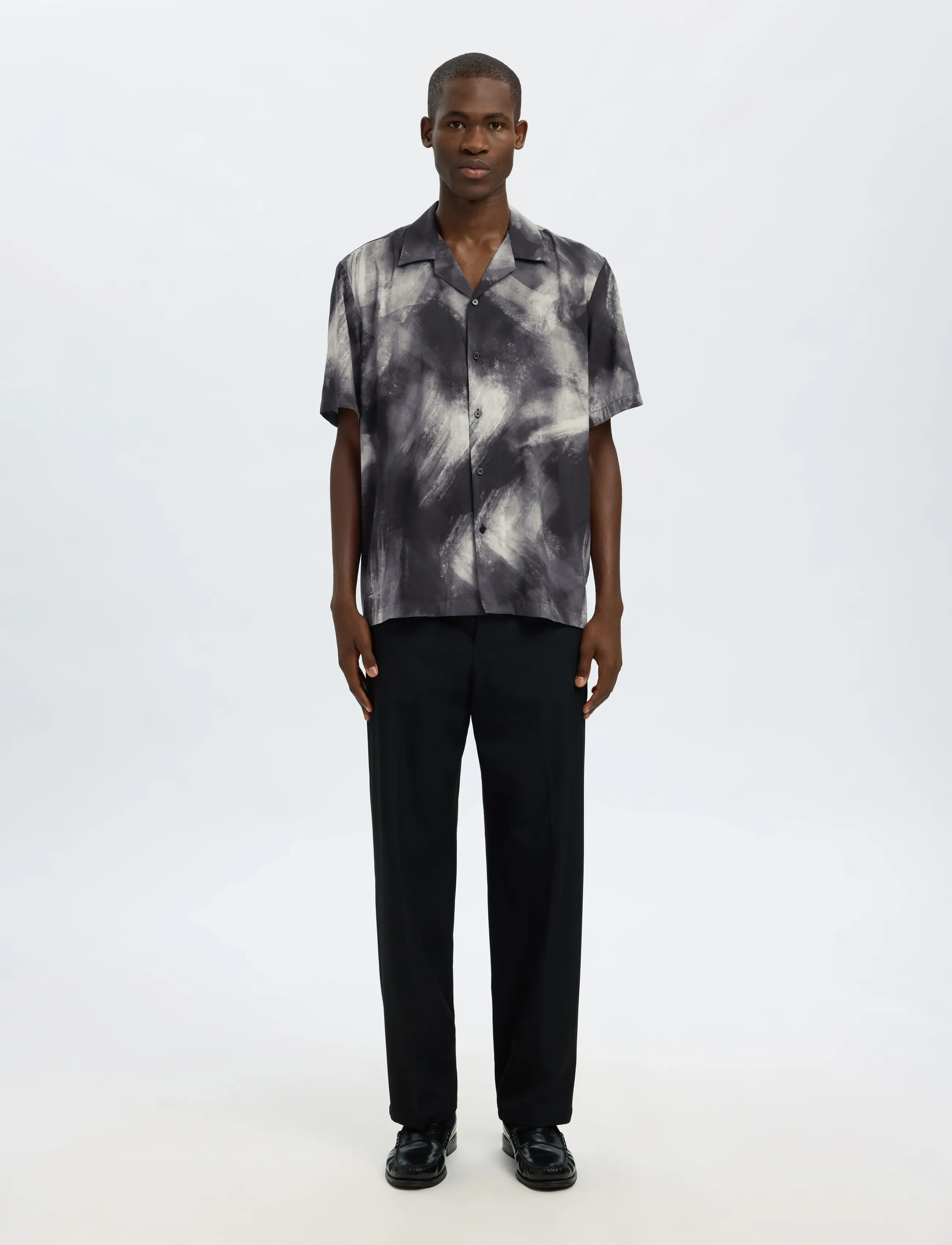 Selected - SLHREG-AIR SHIRT SS MIX - kortærmede skjorter - black - 3