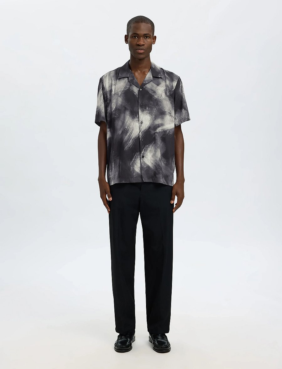 Selected - SLHREG-AIR SHIRT SS MIX - marškiniai trumpomis rankovėmis - black - 3