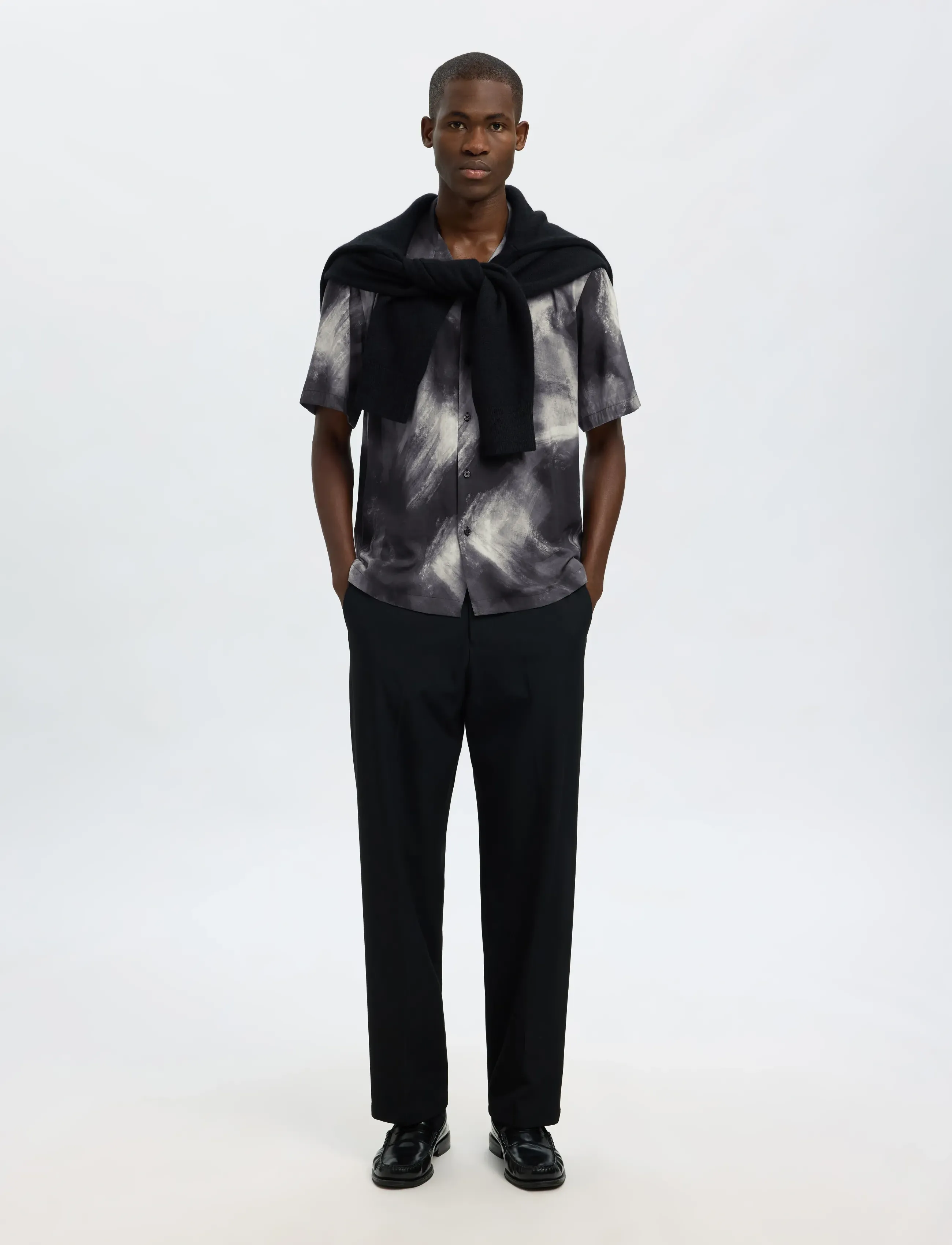 Selected - SLHREG-AIR SHIRT SS MIX - kortærmede skjorter - black - 5