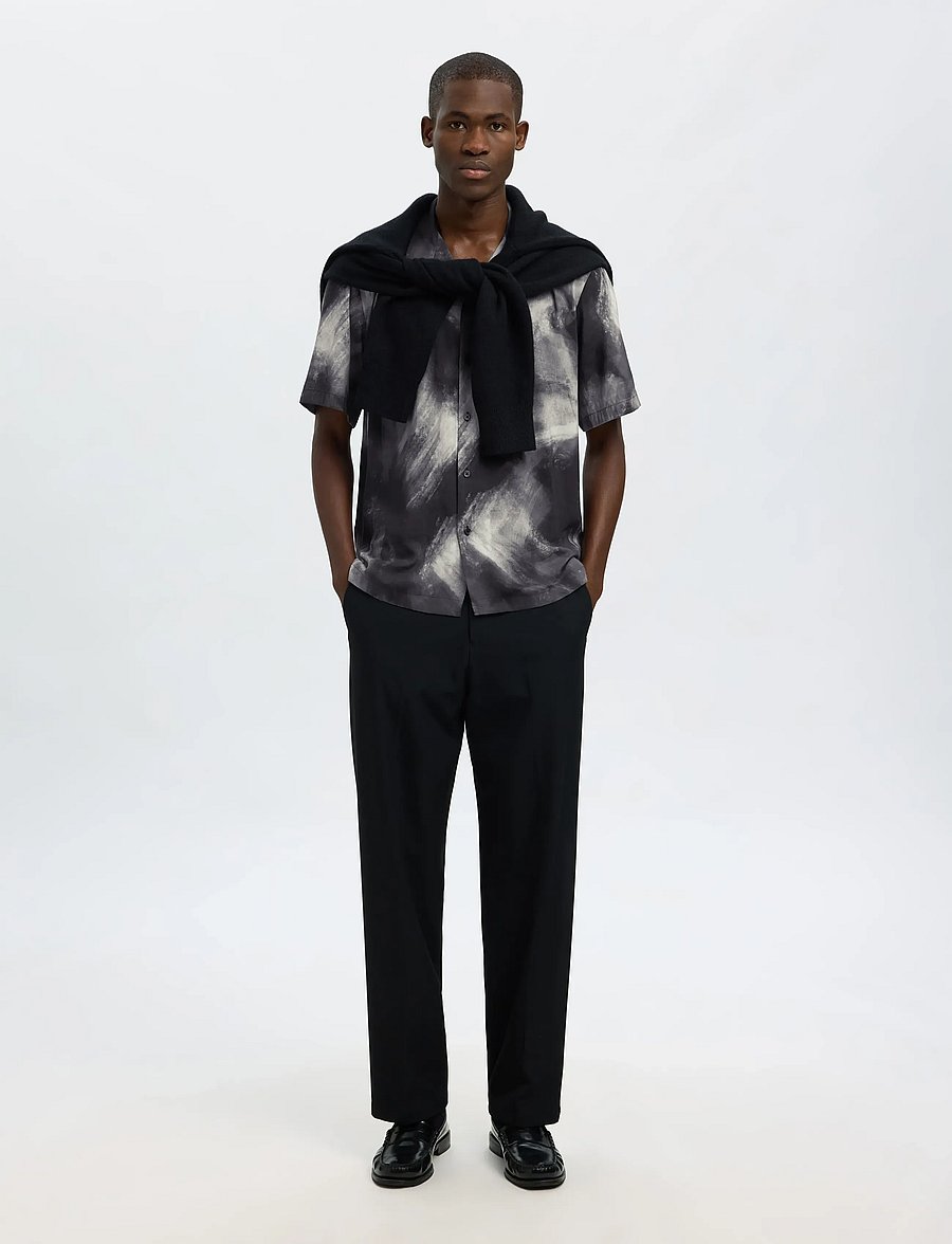 Selected - SLHREG-AIR SHIRT SS MIX - marškiniai trumpomis rankovėmis - black - 5