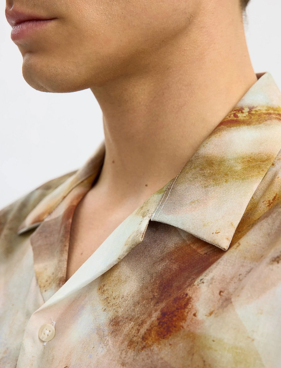 Selected - SLHREG-AIR SHIRT SS MIX - short-sleeved shirts - egret - 2